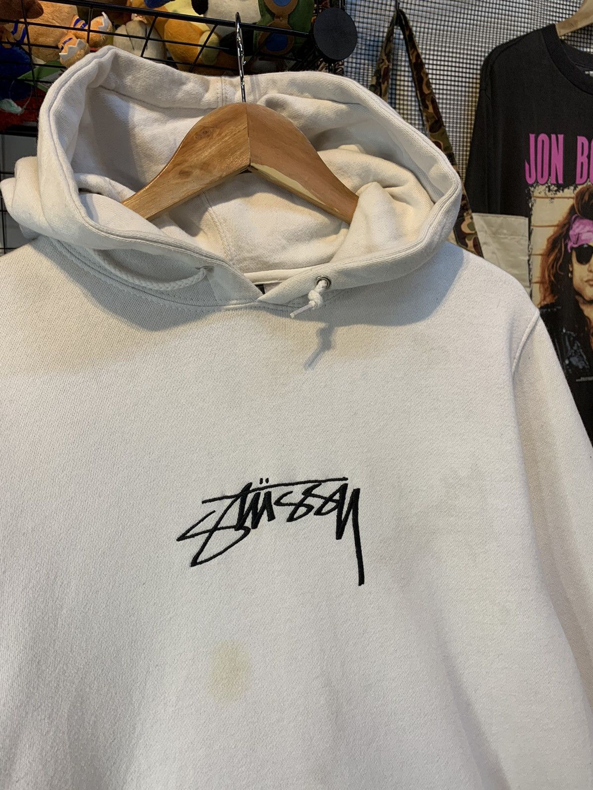 Vintage stussy center graphic embroidery hoodie pullover