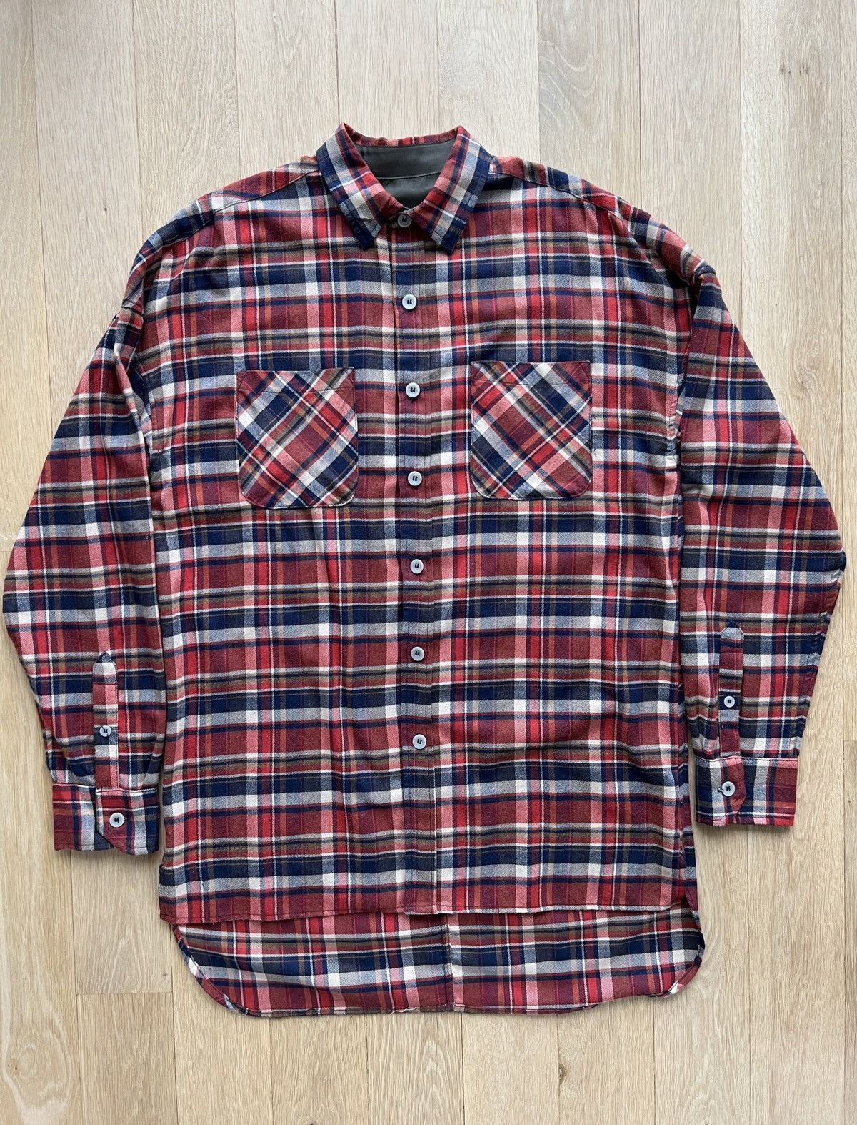 image of Fear Of God Checkered Shirt in Red Blue White, Men's (Size Medium)