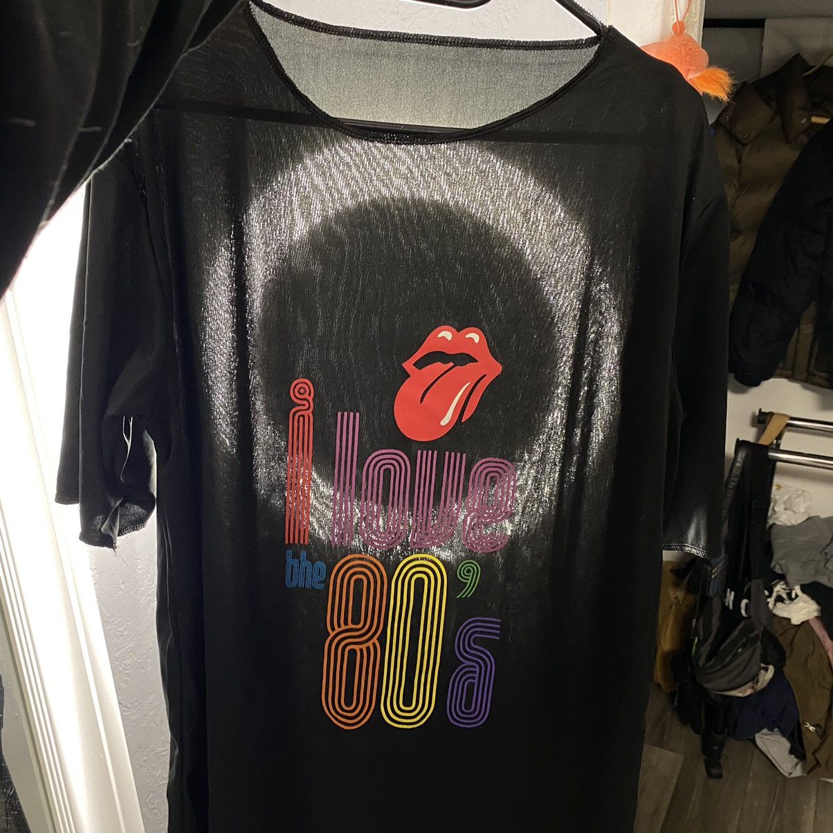 Band Tees VINTAGE 80s THE ROLLING STONES MESH BLACK T SHIRT Size US L / EU 52-54 / 3 - 3 Thumbnail
