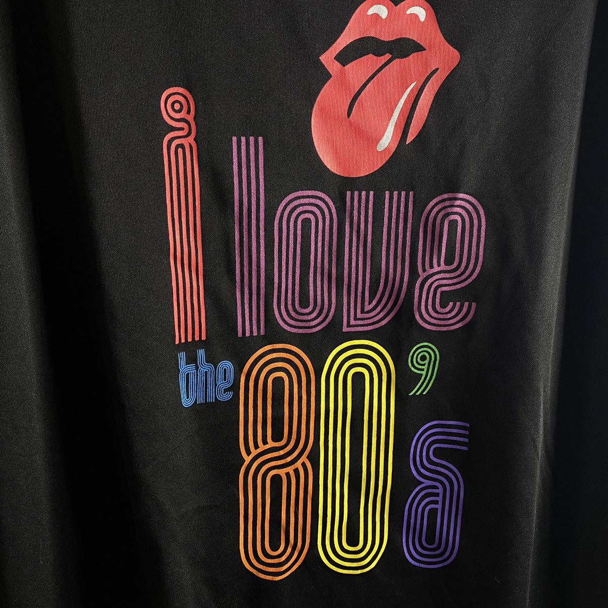 Band Tees VINTAGE 80s THE ROLLING STONES MESH BLACK T SHIRT Size US L / EU 52-54 / 3 - 4 Thumbnail