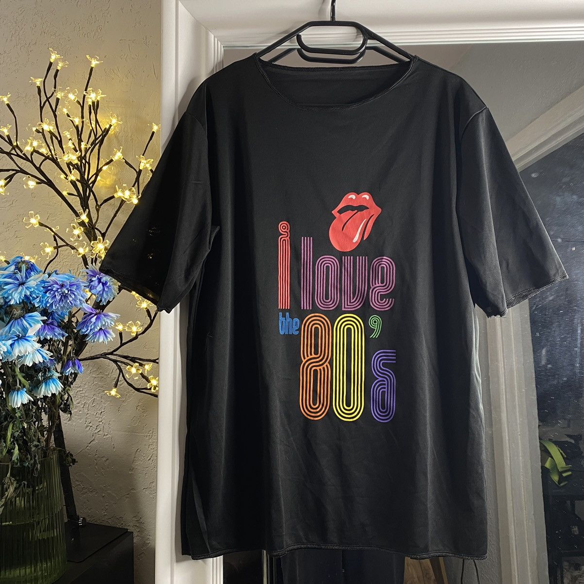 VINTAGE 80s THE ROLLING STONES MESH BLACK T SHIRT