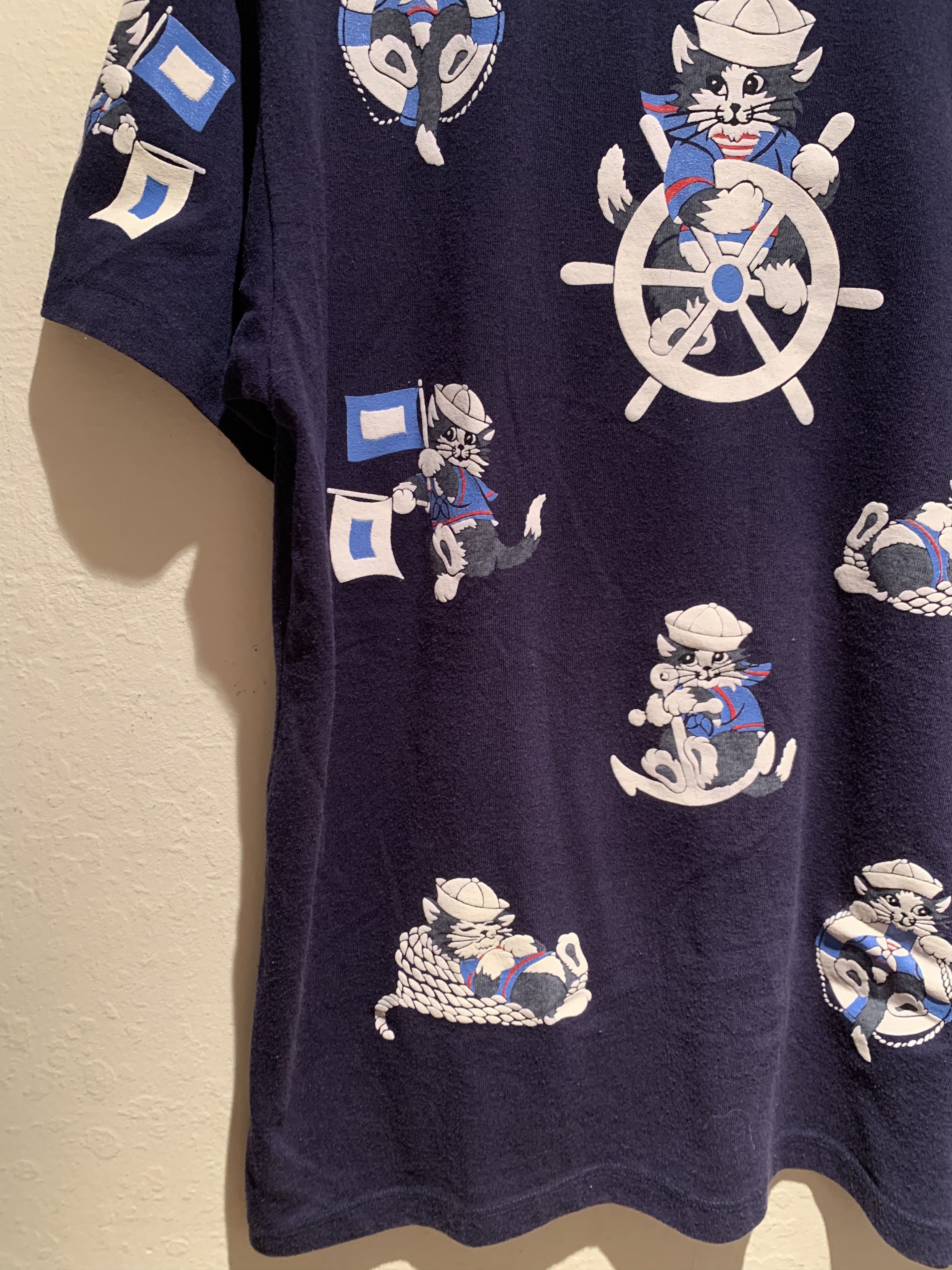 *RARE* Vintage Nautical Sailor Cat Kitty T-Shirt - Medium