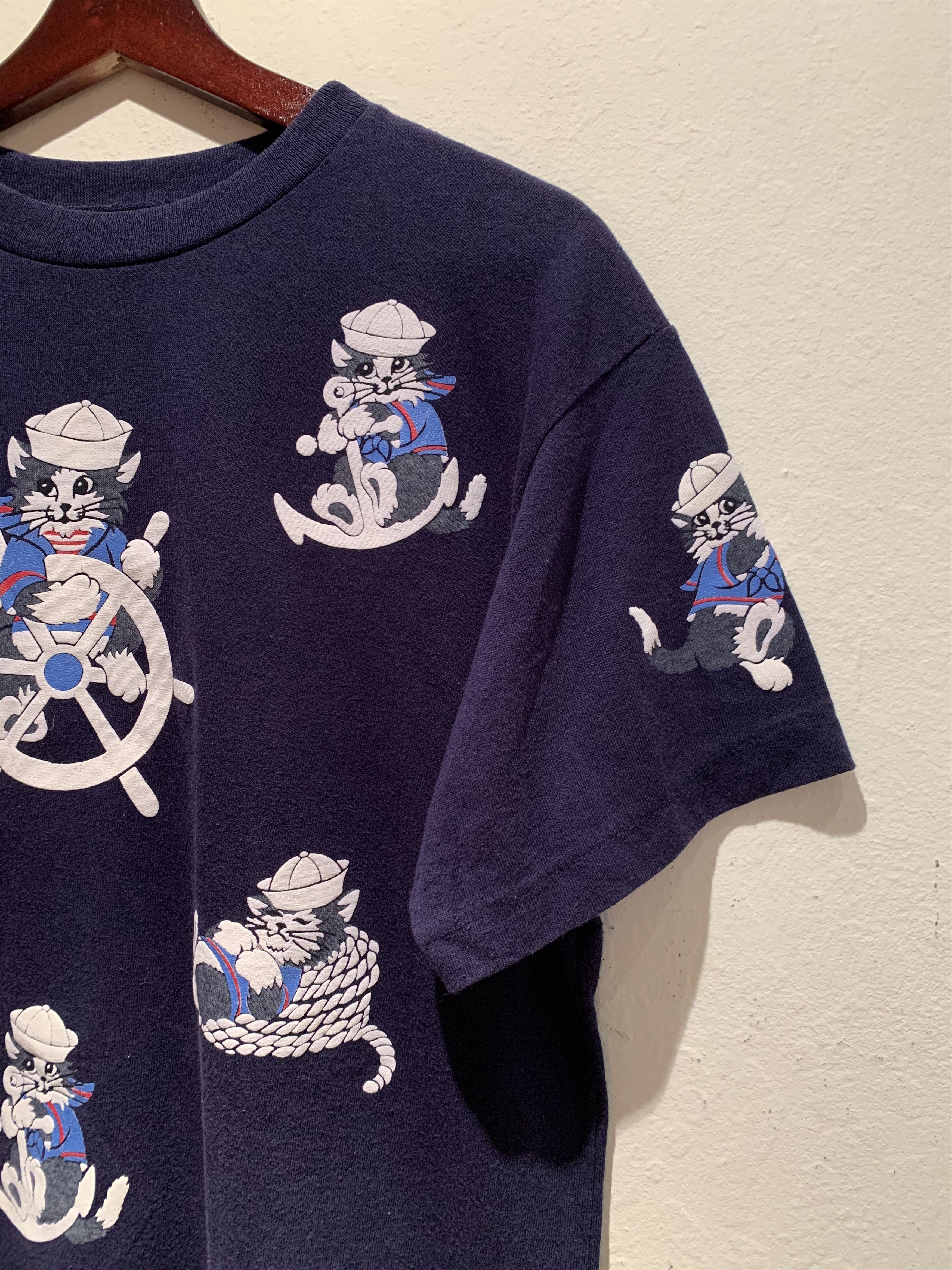 *RARE* Vintage Nautical Sailor Cat Kitty T-Shirt - Medium