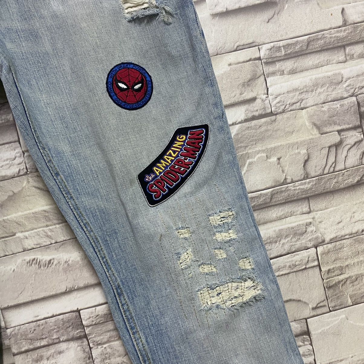 Japanese Brand Melrose X Marvel Denim Flare Jeans Distressed Size US 31 - 7 Thumbnail