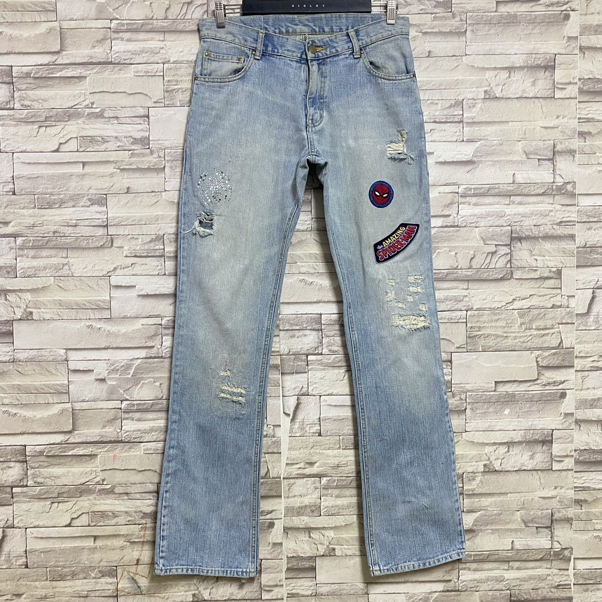 Japanese Brand Melrose X Marvel Denim Flare Jeans Distressed Size US 31 - 3 Thumbnail