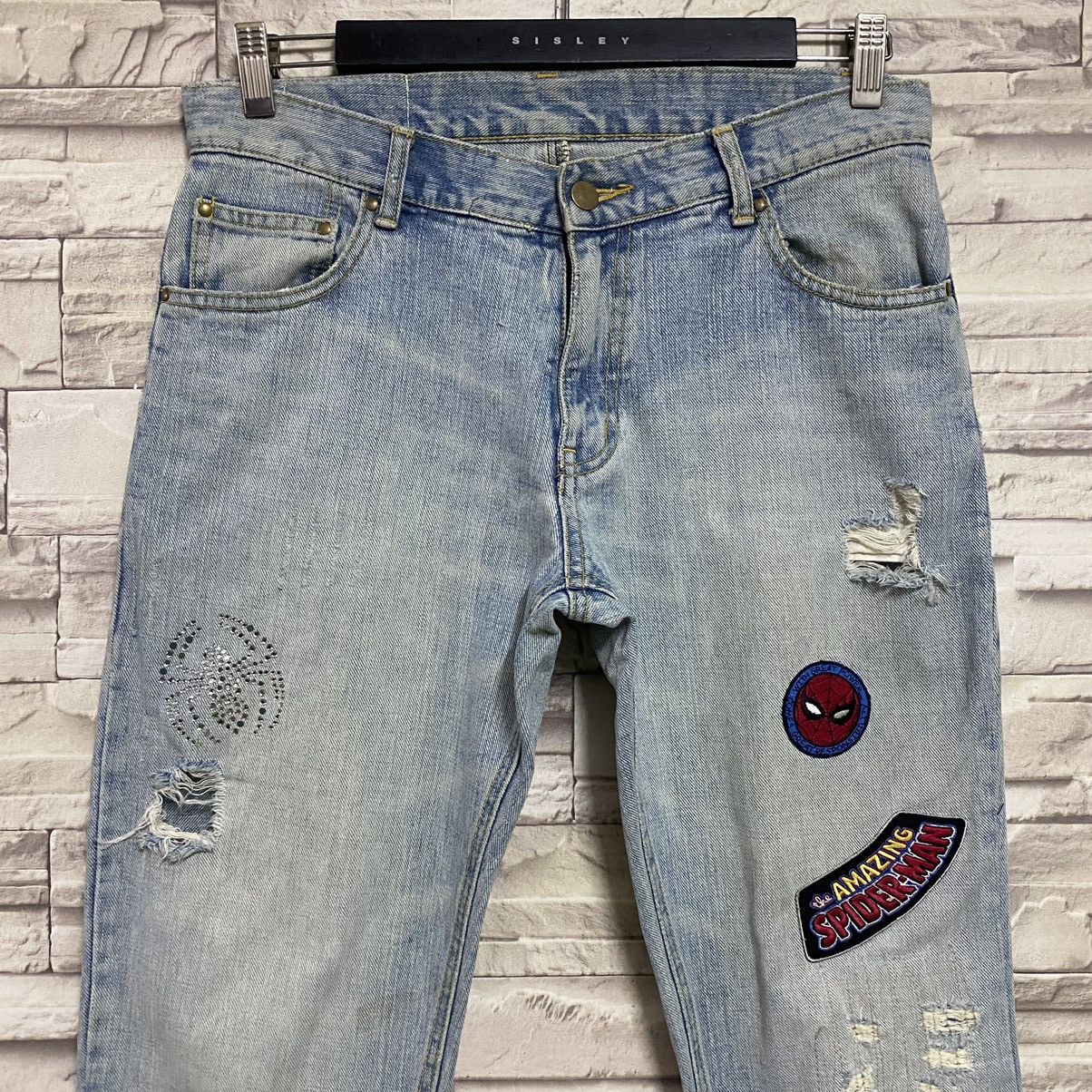 Japanese Brand Melrose X Marvel Denim Flare Jeans Distressed Size US 31 - 4 Thumbnail