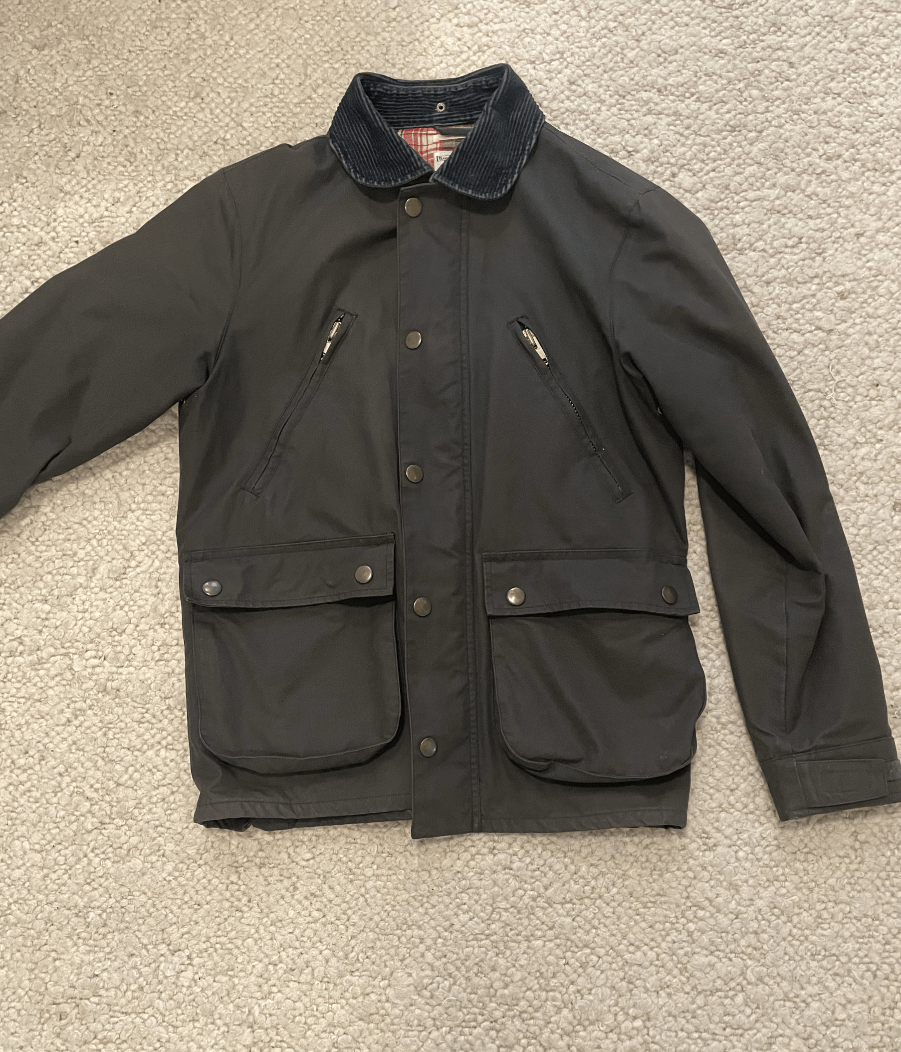 Gant Rugger Wax Your Back Navy Plaid Lined Jacket