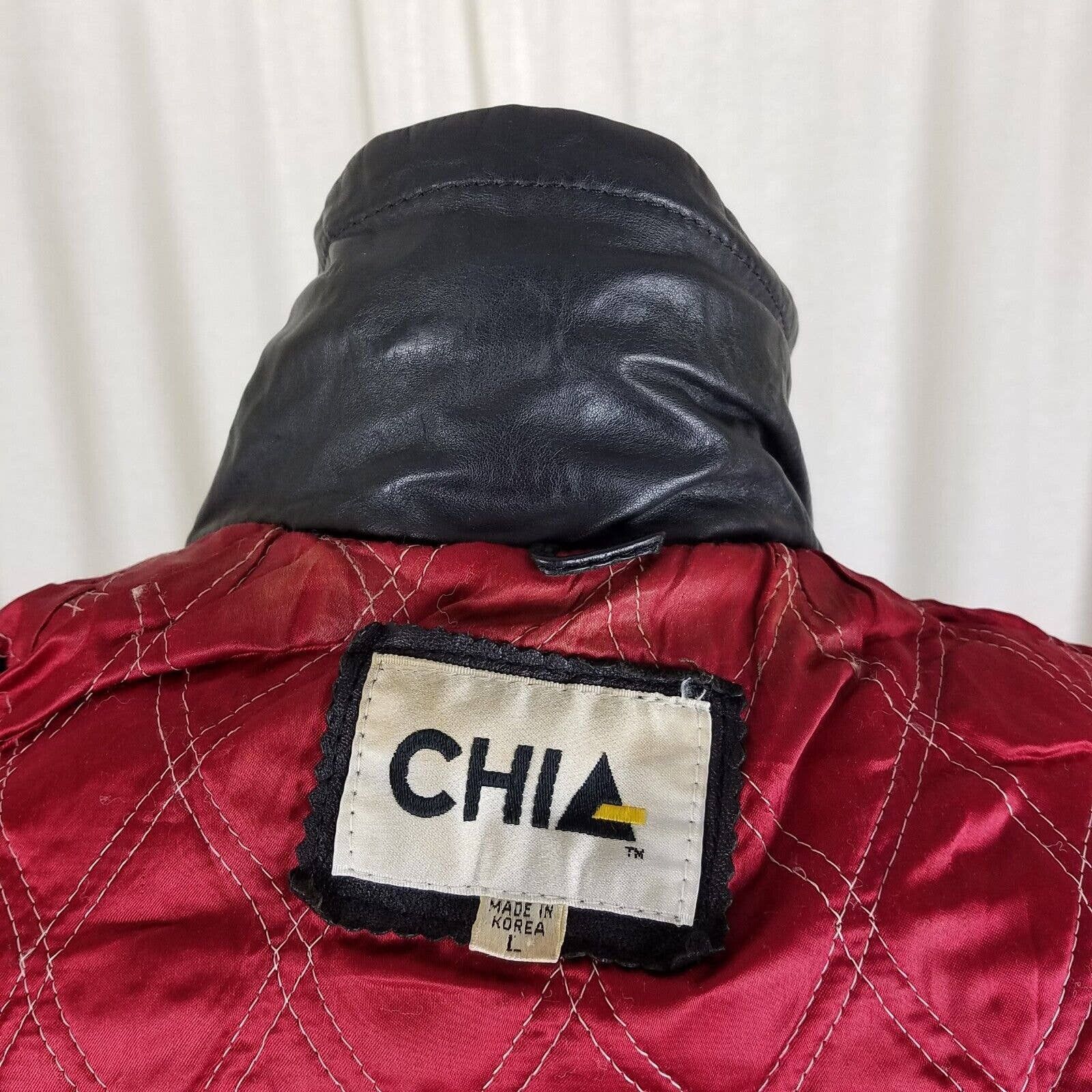 Vintage Chia Colorblock Leather Moto Biker Jacket Belted MJ Thriller Size L / US 10 / IT 46 - 6 Thumbnail