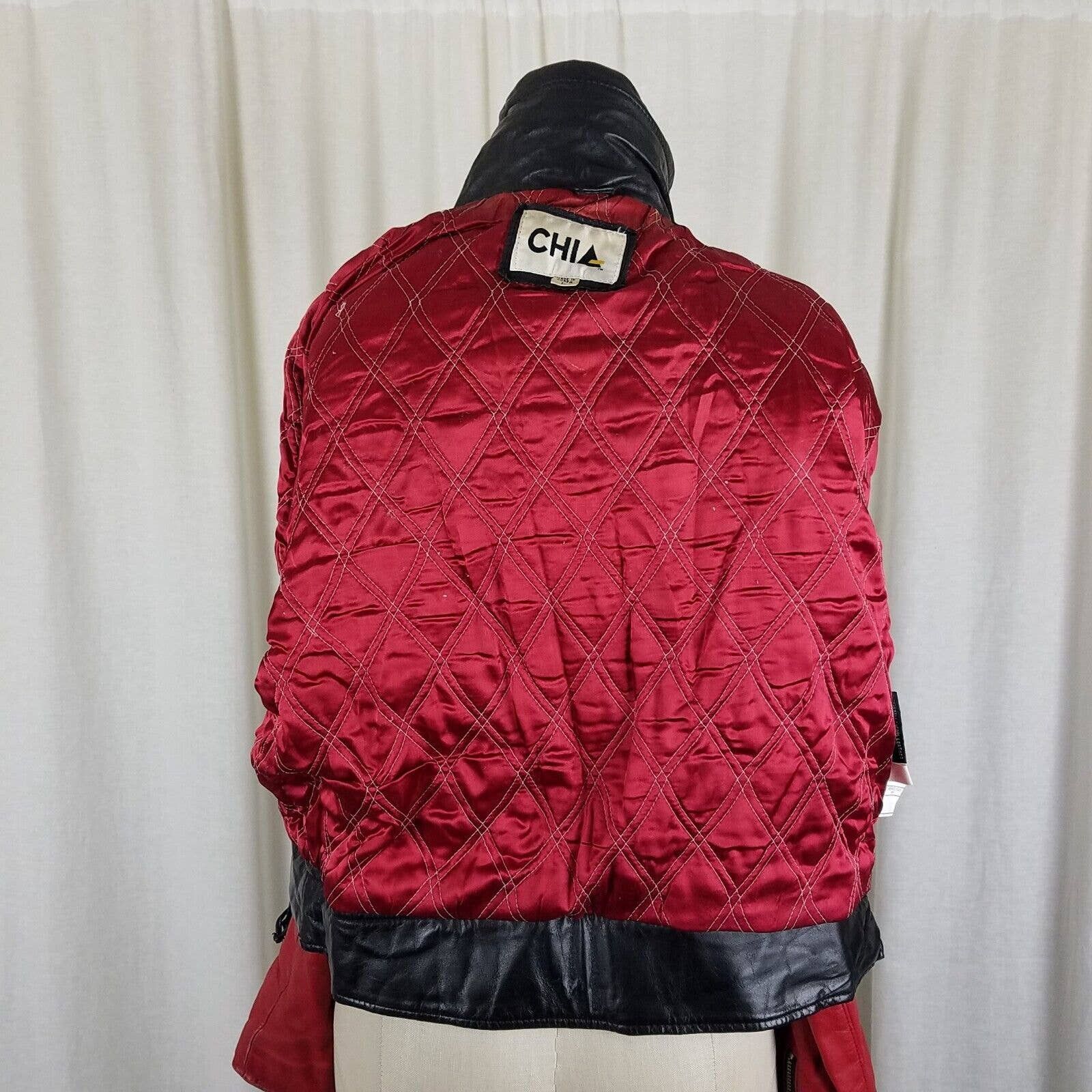 Vintage Chia Colorblock Leather Moto Biker Jacket Belted MJ Thriller Size L / US 10 / IT 46 - 5 Thumbnail