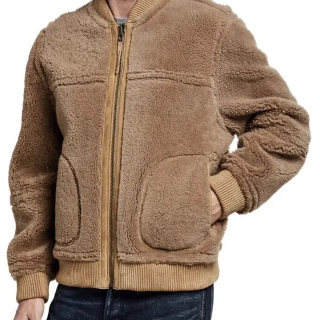 Vince Vince Men’s Reversible Shearling Suede Leather Bomber Jacket Size US M / EU 48-50 / 2 - 3 Thumbnail