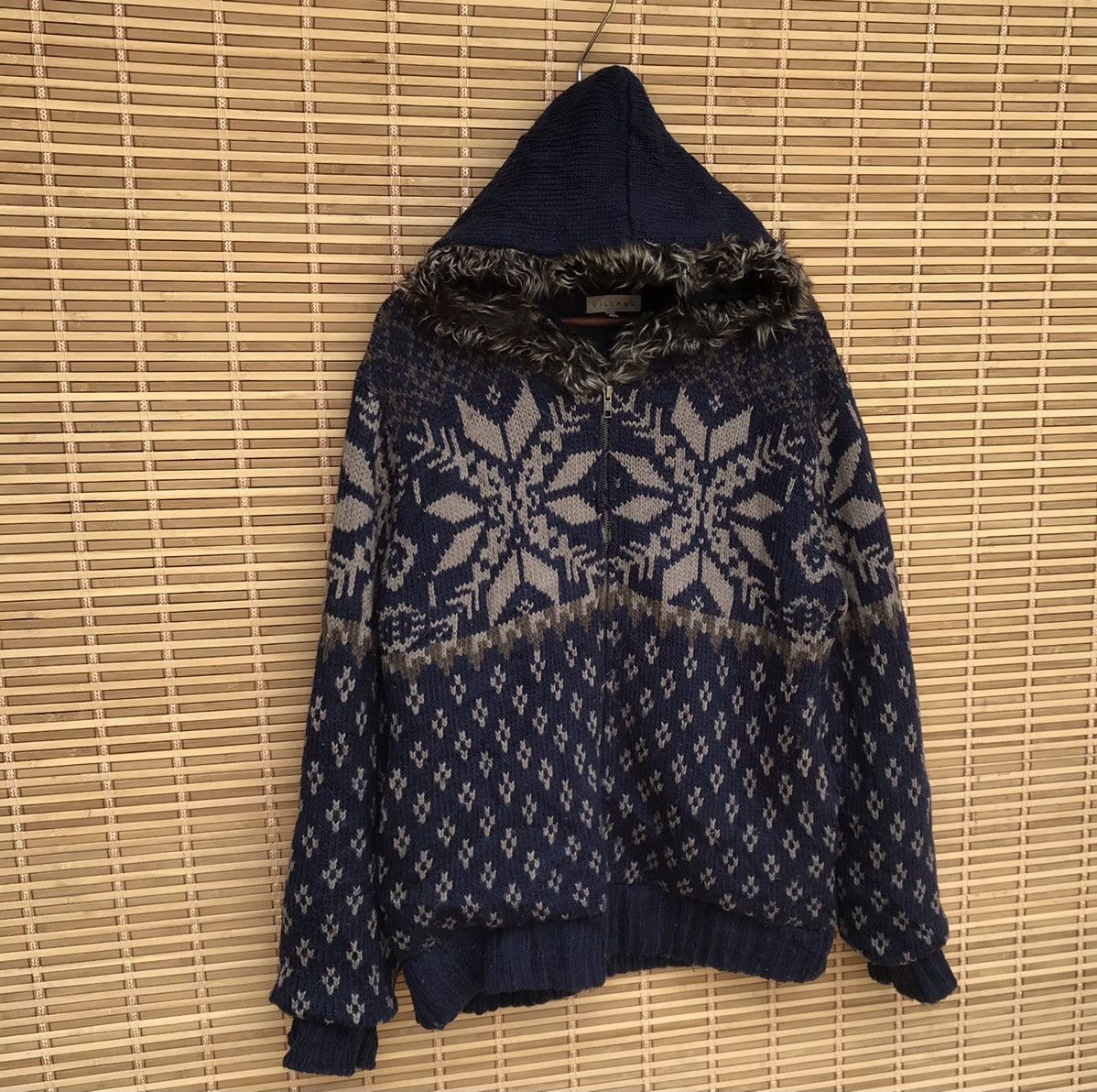 Aran Isles Knitwear × Japanese Brand Villand Knitwear hoodie native novajo motive fur trim Size US XL / EU 56 / 4 - 3 Thumbnail