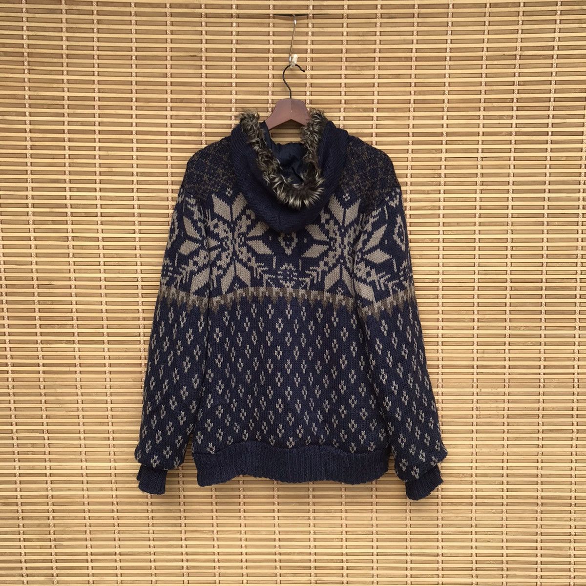 Aran Isles Knitwear × Japanese Brand Villand Knitwear hoodie native novajo motive fur trim Size US XL / EU 56 / 4 - 8 Thumbnail