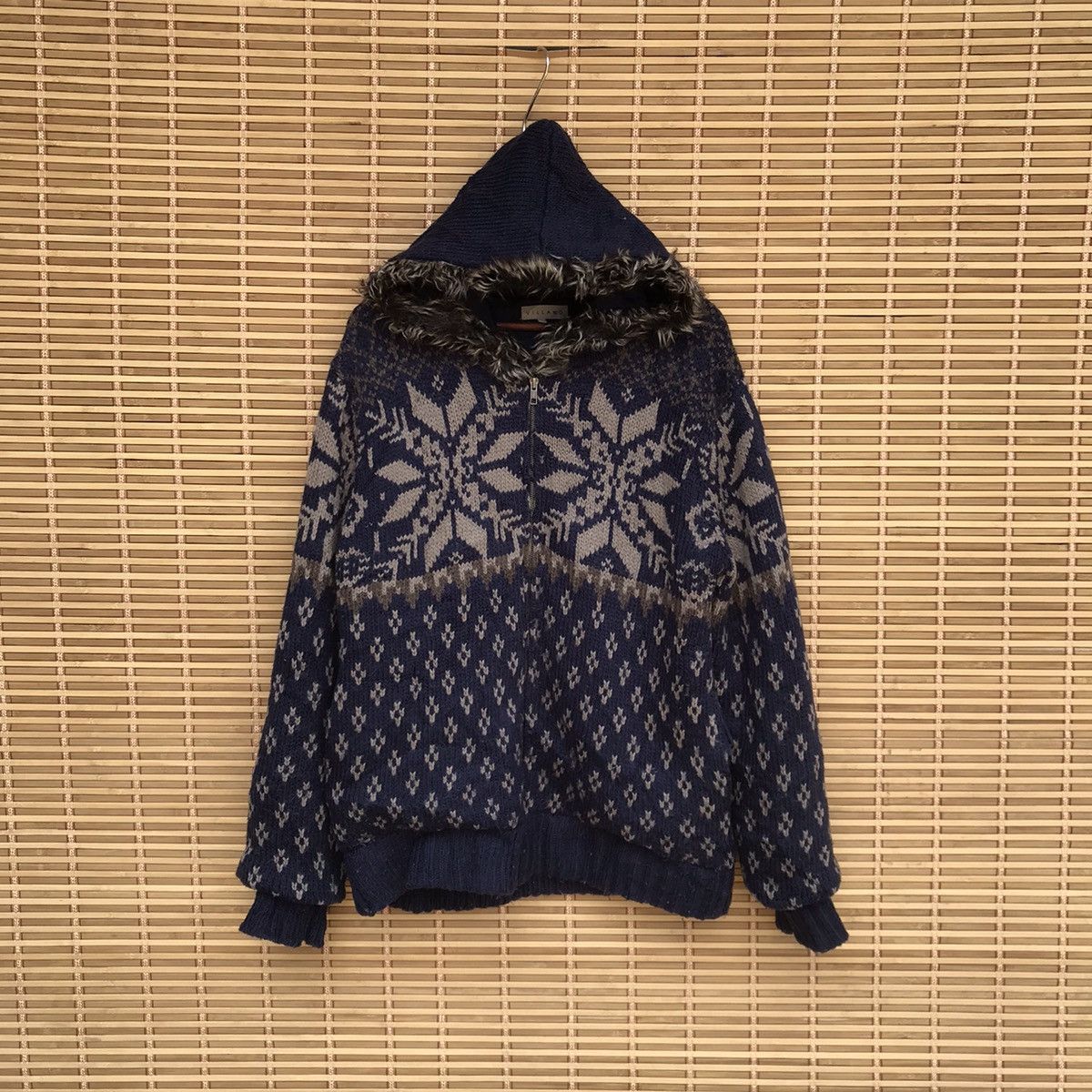 Aran Isles Knitwear × Japanese Brand Villand Knitwear hoodie native novajo motive fur trim Size US XL / EU 56 / 4 - 2 Thumbnail