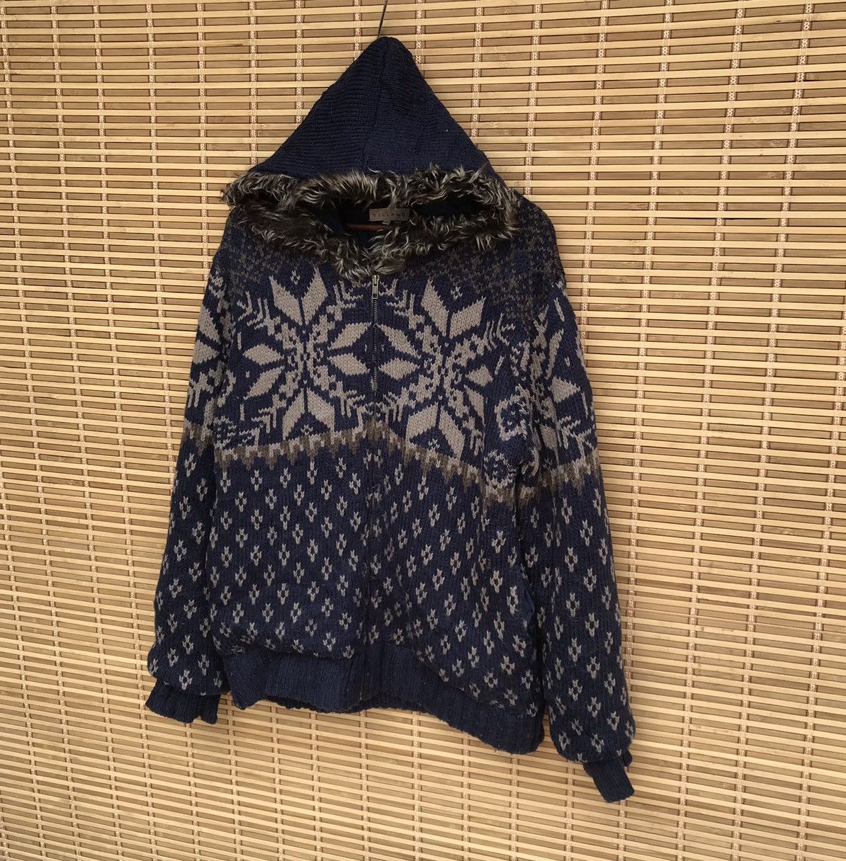 Aran Isles Knitwear × Japanese Brand Villand Knitwear hoodie native novajo motive fur trim Size US XL / EU 56 / 4 - 4 Thumbnail