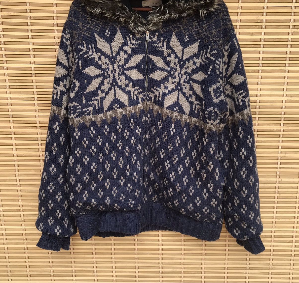 Aran Isles Knitwear × Japanese Brand Villand Knitwear hoodie native novajo motive fur trim Size US XL / EU 56 / 4 - 6 Thumbnail