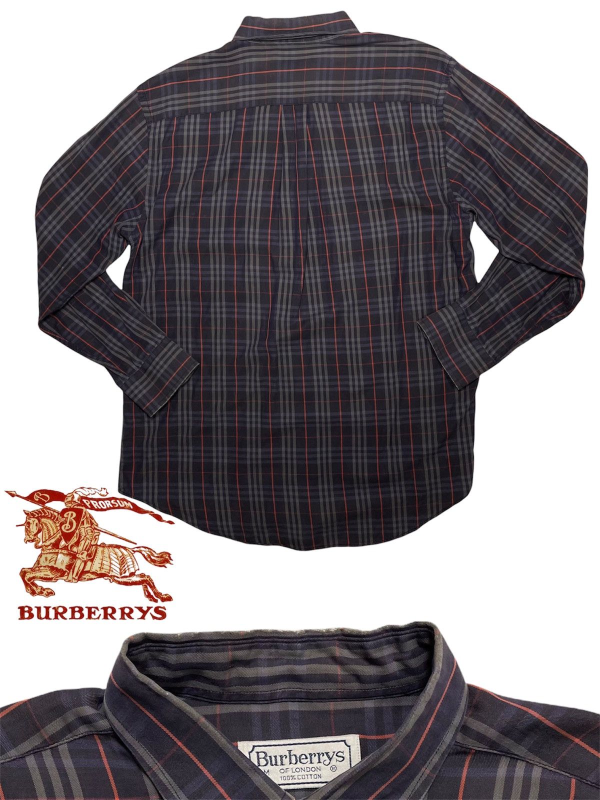 Burberry × Designer × Vintage Vintage 90s Burberrys Nova check plaid button monogram tart Size US M / EU 48-50 / 2 - 2 Thumbnail
