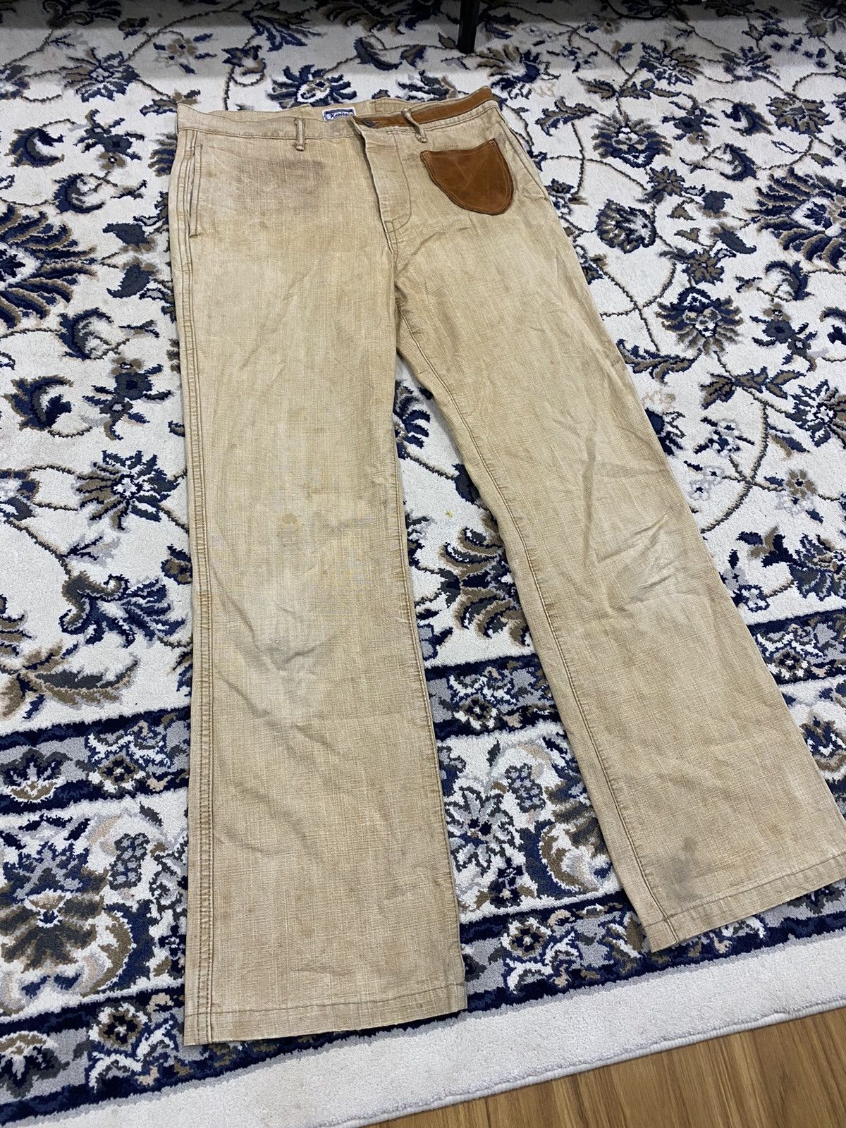 Kapital Kapital Kurashiki Leather Patch Pocket Flared Monkey Pants Size US 29 - 6 Thumbnail