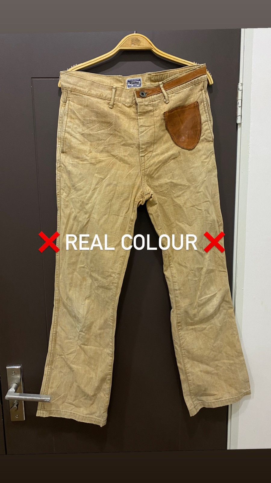 Kapital Kapital Kurashiki Leather Patch Pocket Flared Monkey Pants Size US 29 - 3 Thumbnail