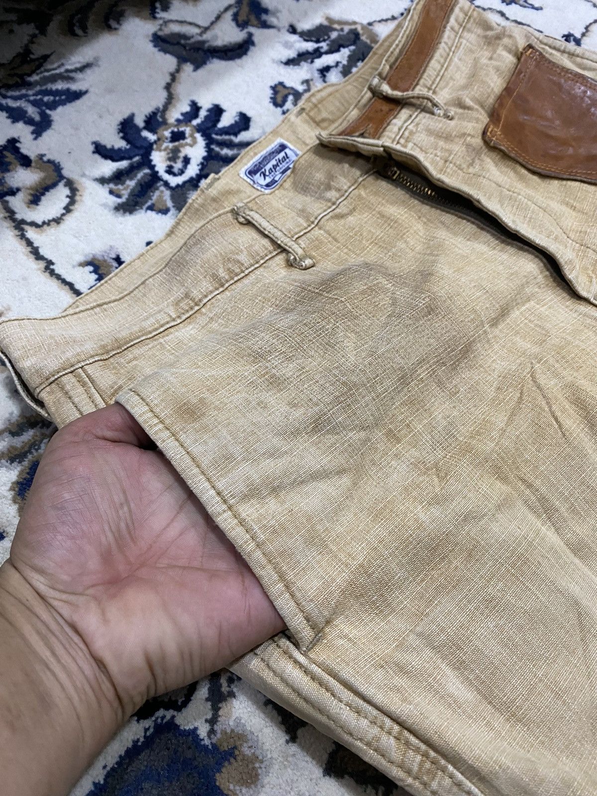 Kapital Kapital Kurashiki Leather Patch Pocket Flared Monkey Pants Size US 29 - 13 Thumbnail