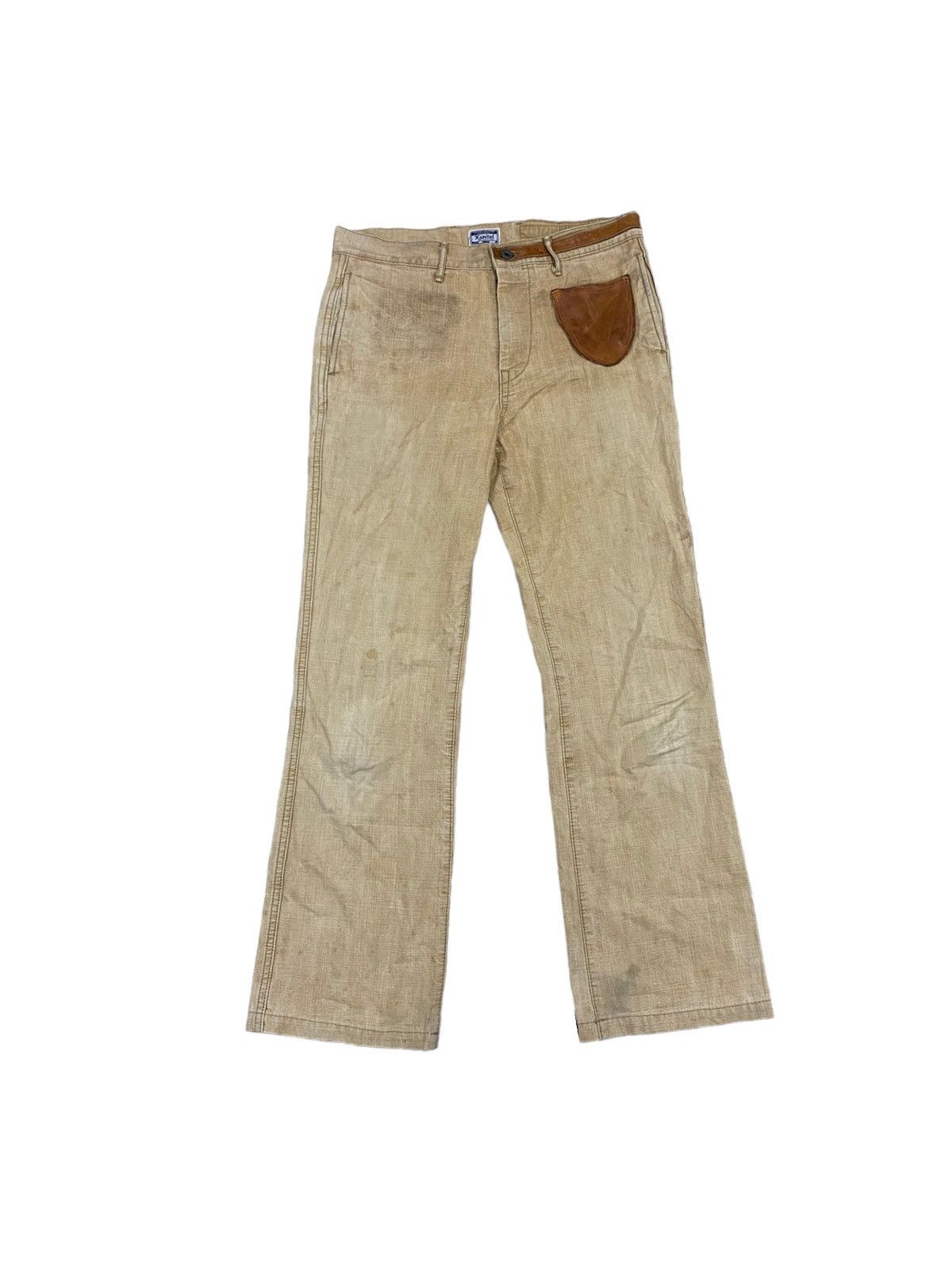 Kapital Kapital Kurashiki Leather Patch Pocket Flared Monkey Pants Size US 29 - 2 Thumbnail