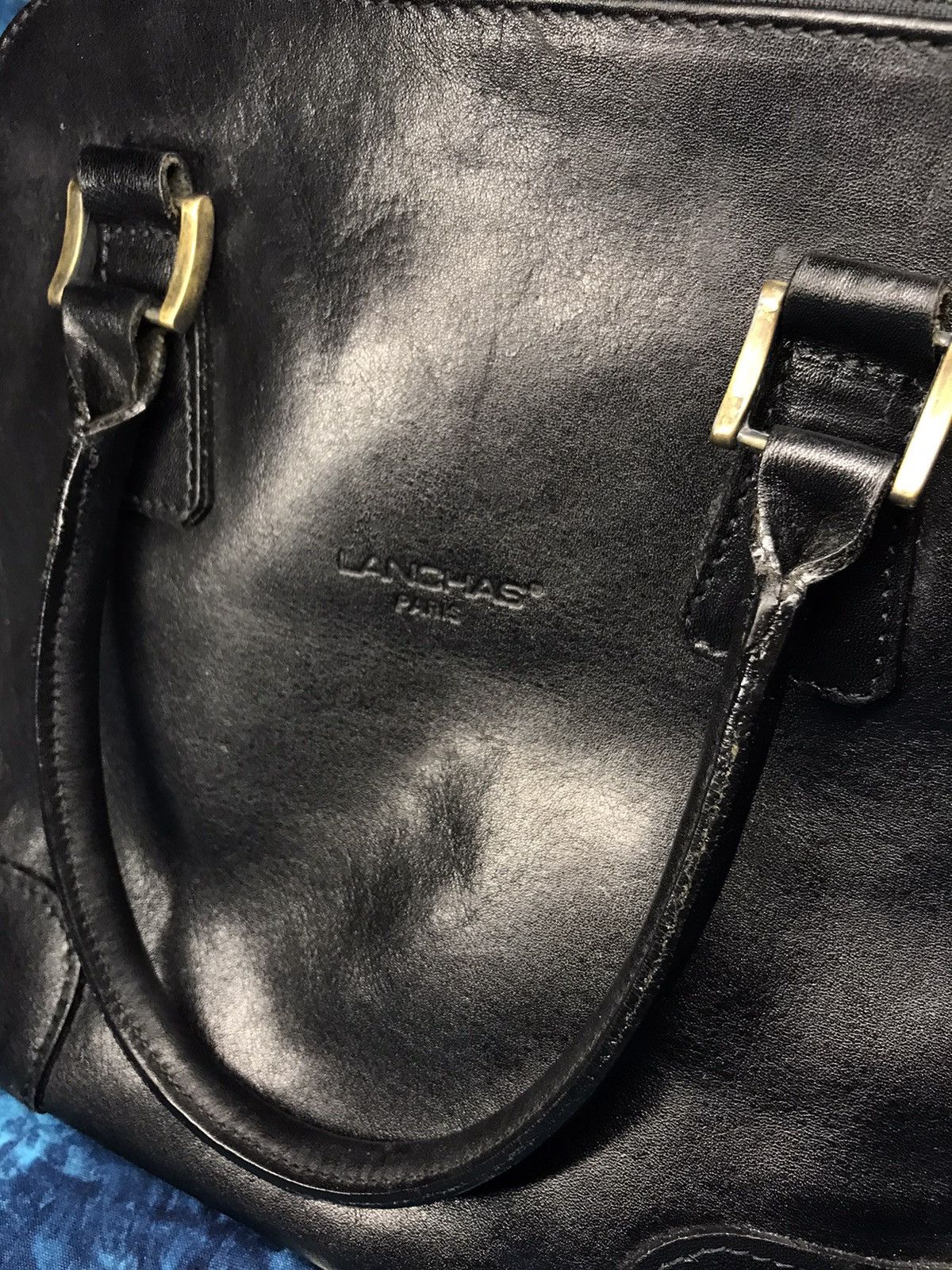Leather Vintage Tote Bags Lanchas Paris Black Leather Size ONE SIZE - 2 Thumbnail