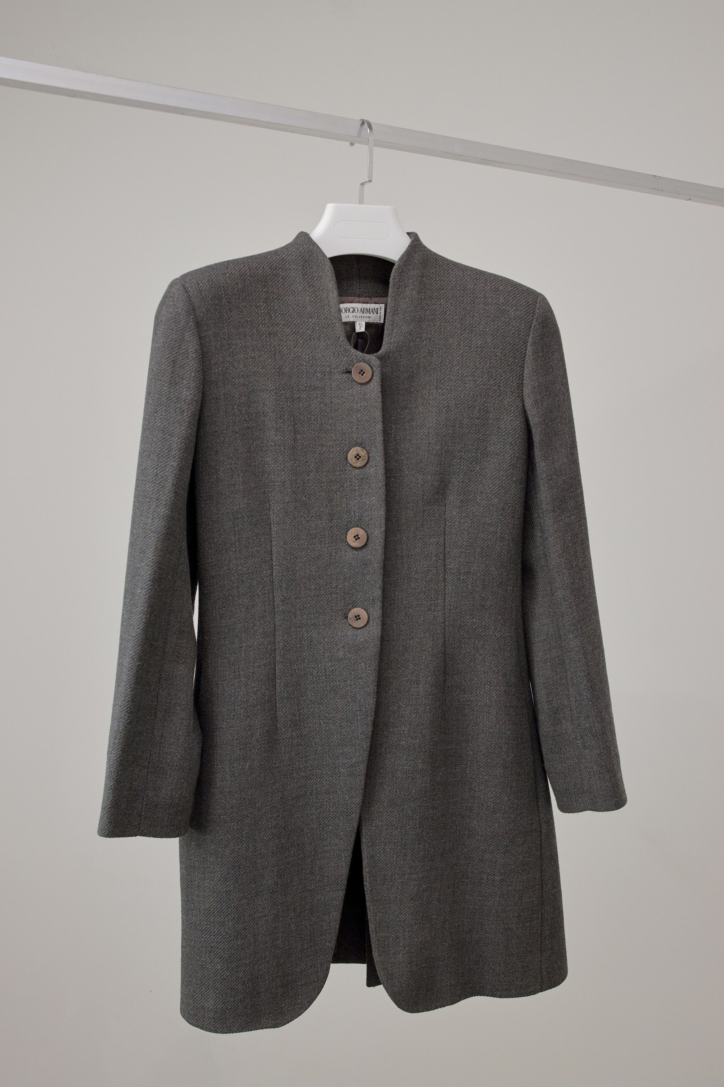 Giorgio Armani Grey Mandarin Collar Coat ARMANI JEANS Stand up