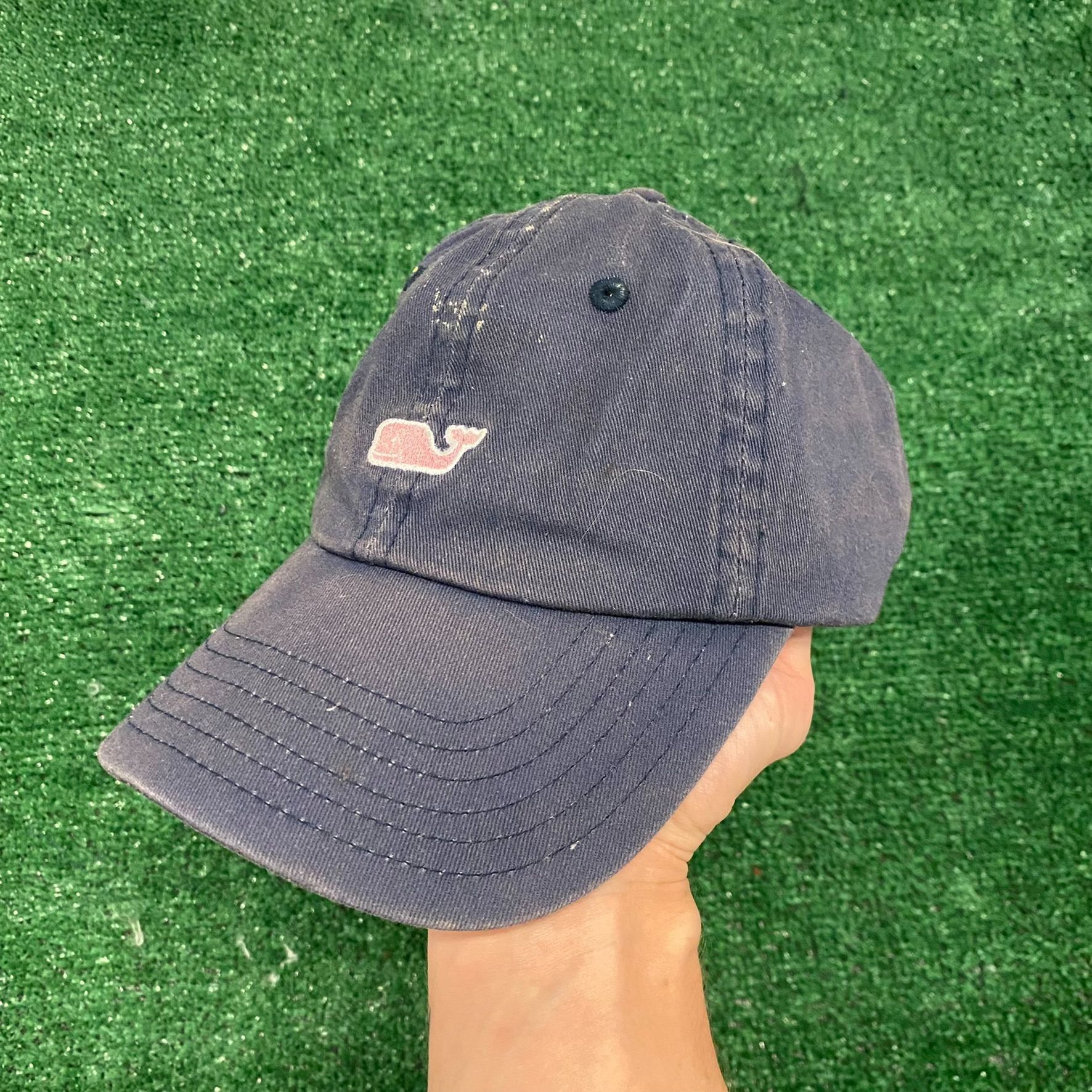 Vineyard Vines Strap Back Hat - Navy Blue w/ Pink Embroidered Whale & Spell  Out