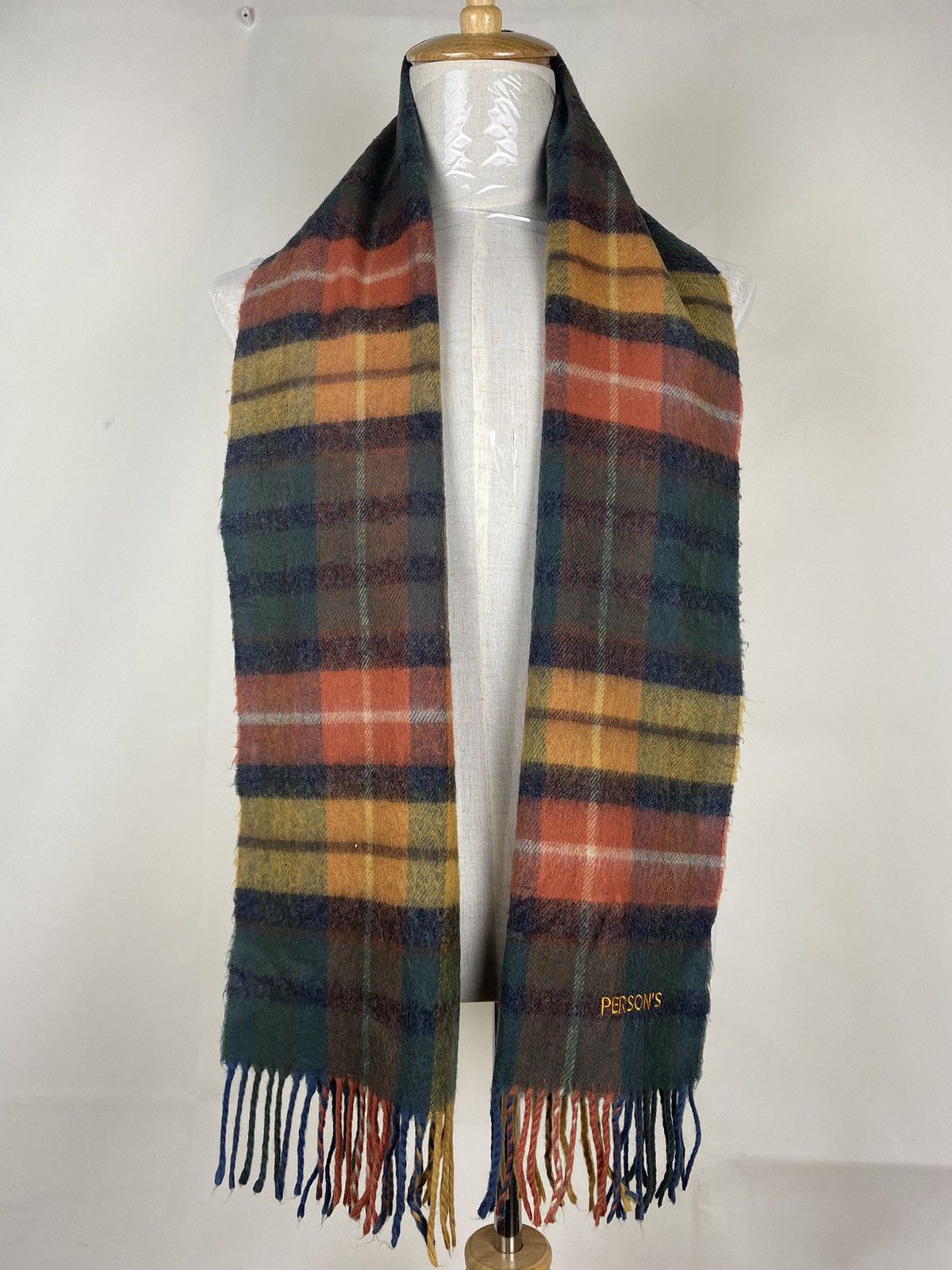 PERSON'S Person's Green Novacheck Scarf Muffler Wool Size ONE SIZE - 1 Thumbnail