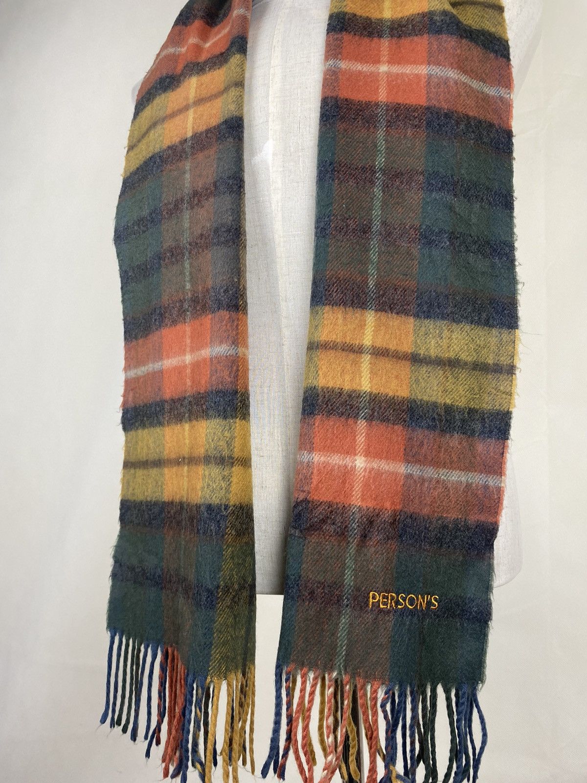 PERSON'S Person's Green Novacheck Scarf Muffler Wool Size ONE SIZE - 2 Thumbnail