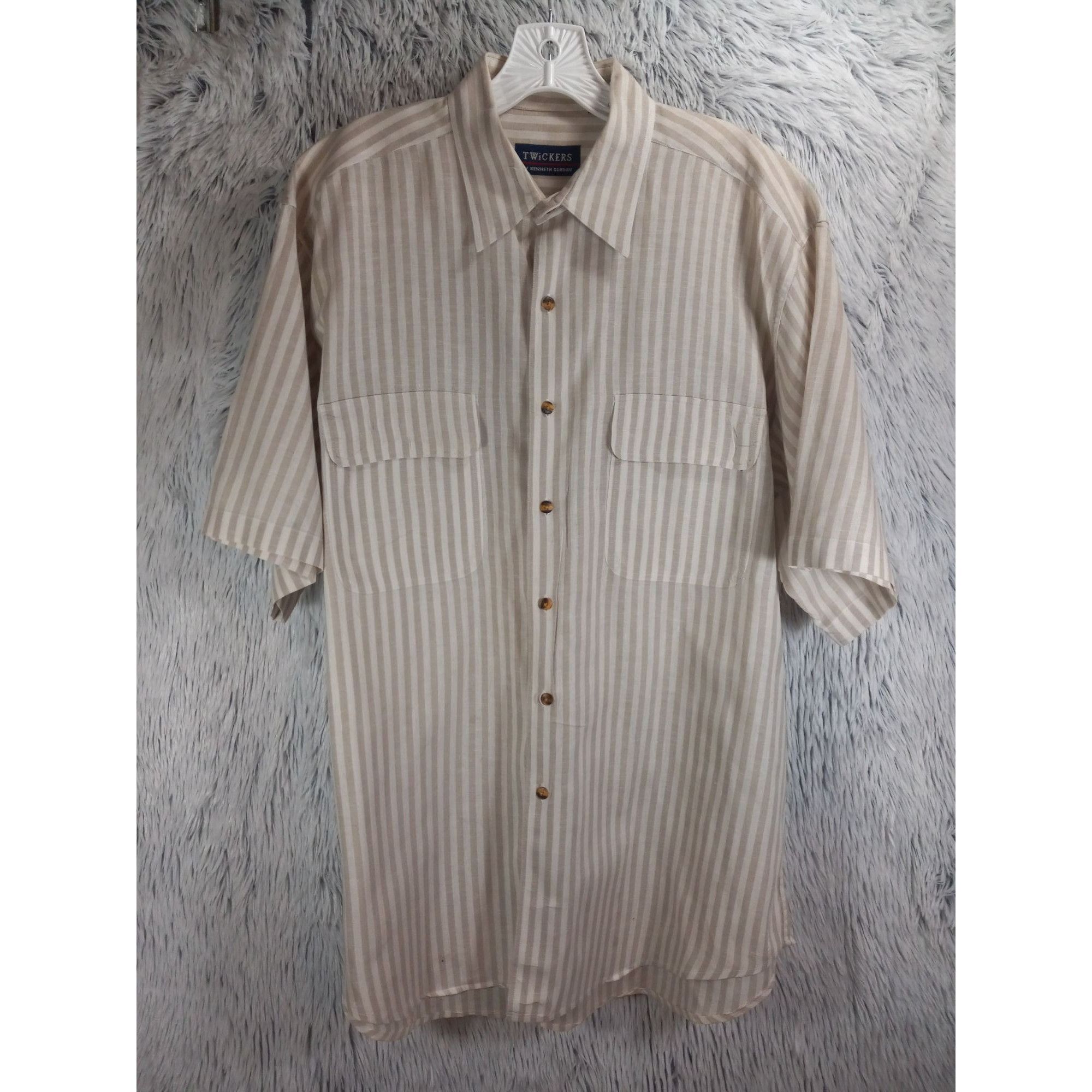 Trickers Twickers Kenneth Gordon Shirt Mens Large Beige Stripped Line ...