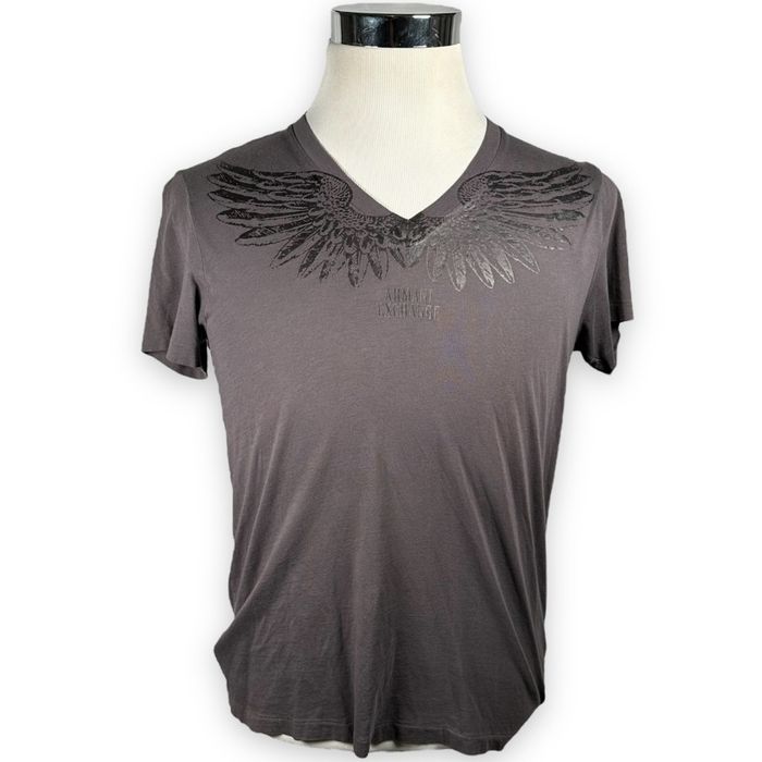 Armani Exchange Armani Exchange Wings T Shirt Gray V Neck Short