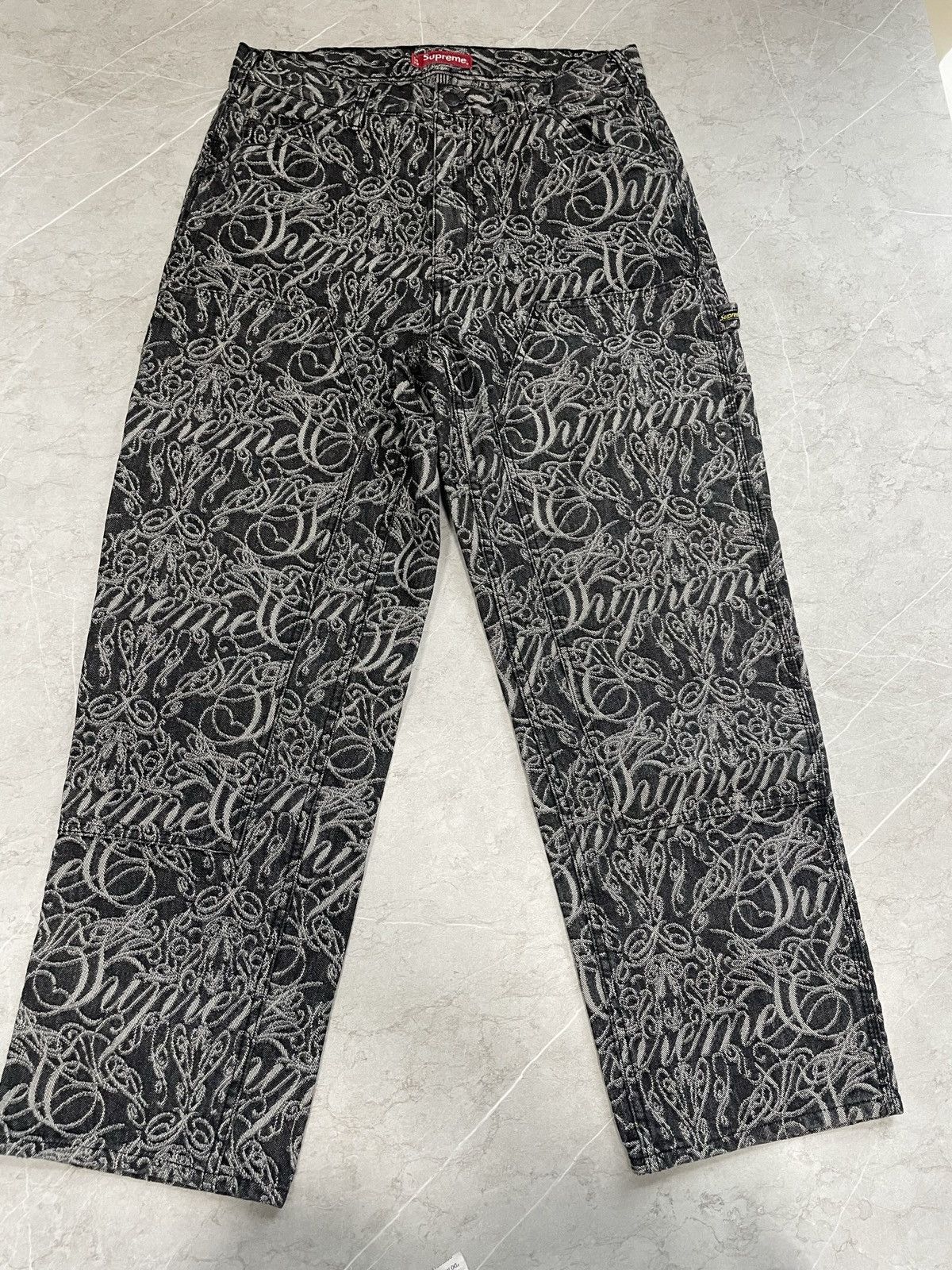 Supreme Supreme script jacquard double knee denim pant 32 | Grailed