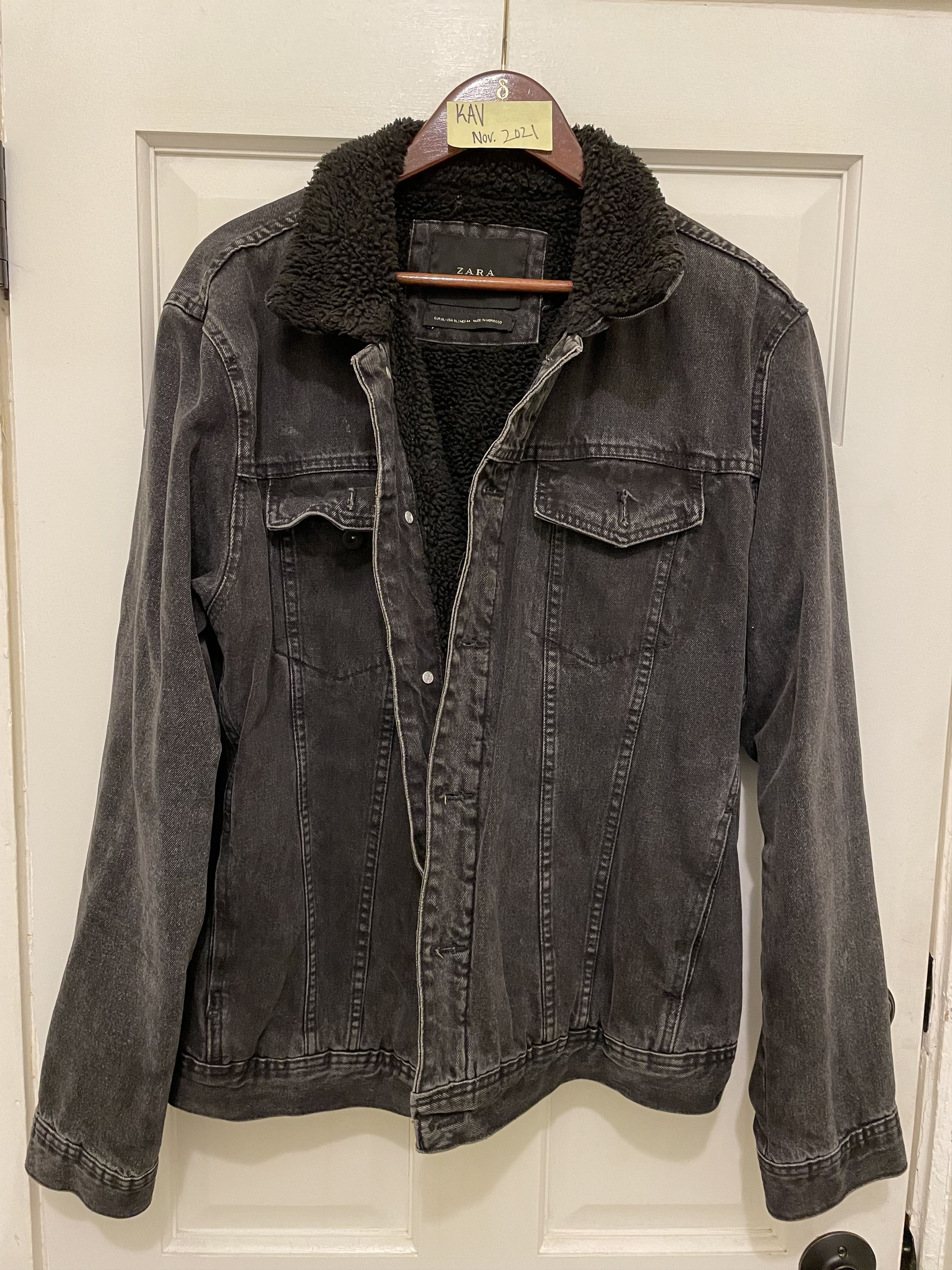 Zara Zara Men Black Fur Lined Denim Trucker Jacket Grailed