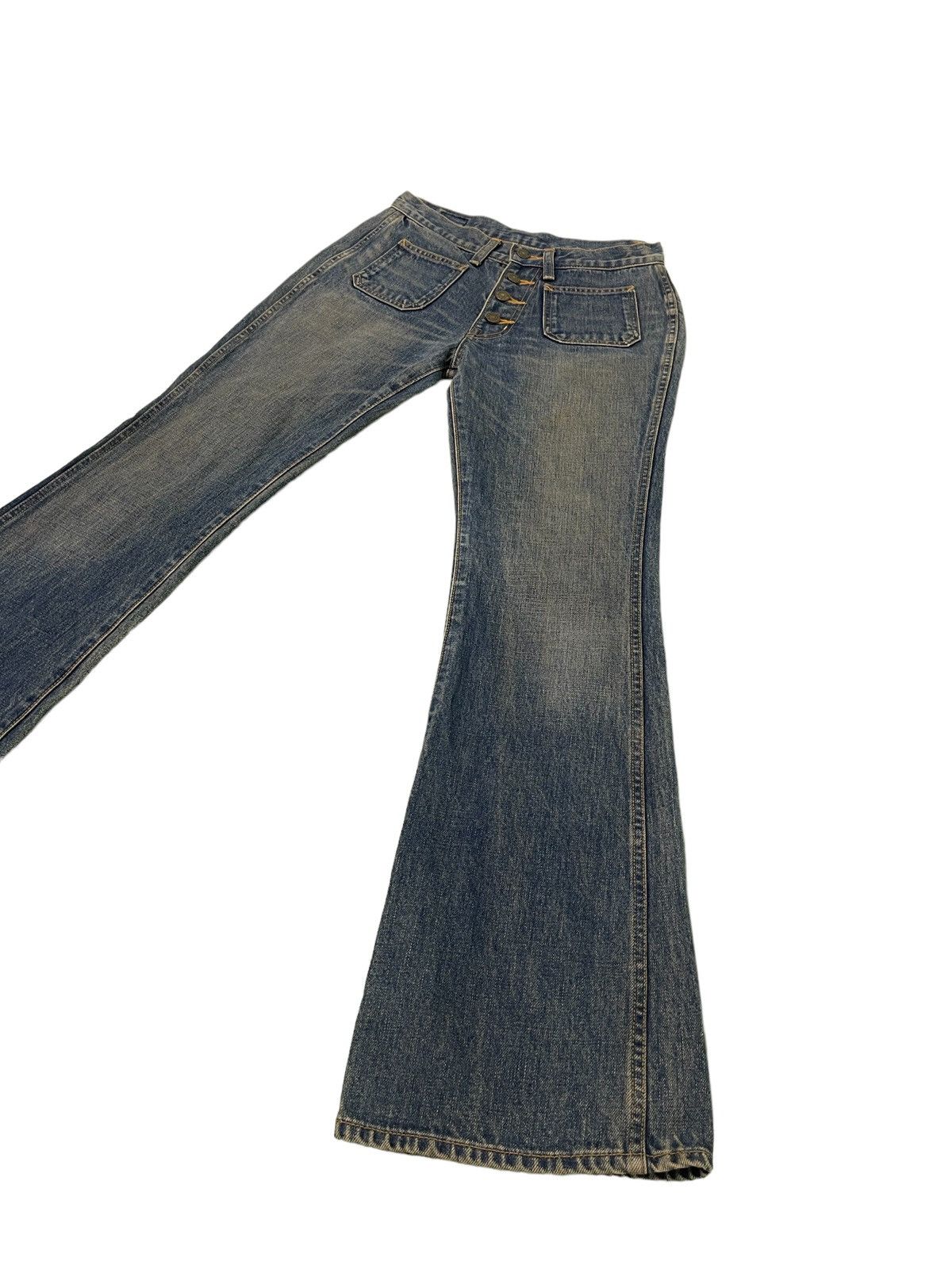 Japanese Brand Flare Jeans Sweet Cream Low Rise Boot Cut Denim 29🟦 Size US 27 - 3 Thumbnail