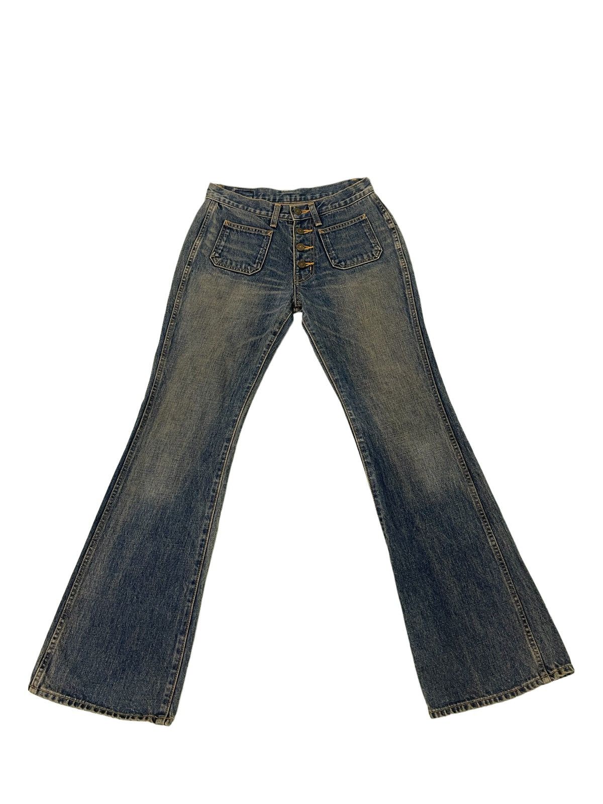 Japanese Brand Flare Jeans Sweet Cream Low Rise Boot Cut Denim 29🟦 Size US 27 - 2 Thumbnail