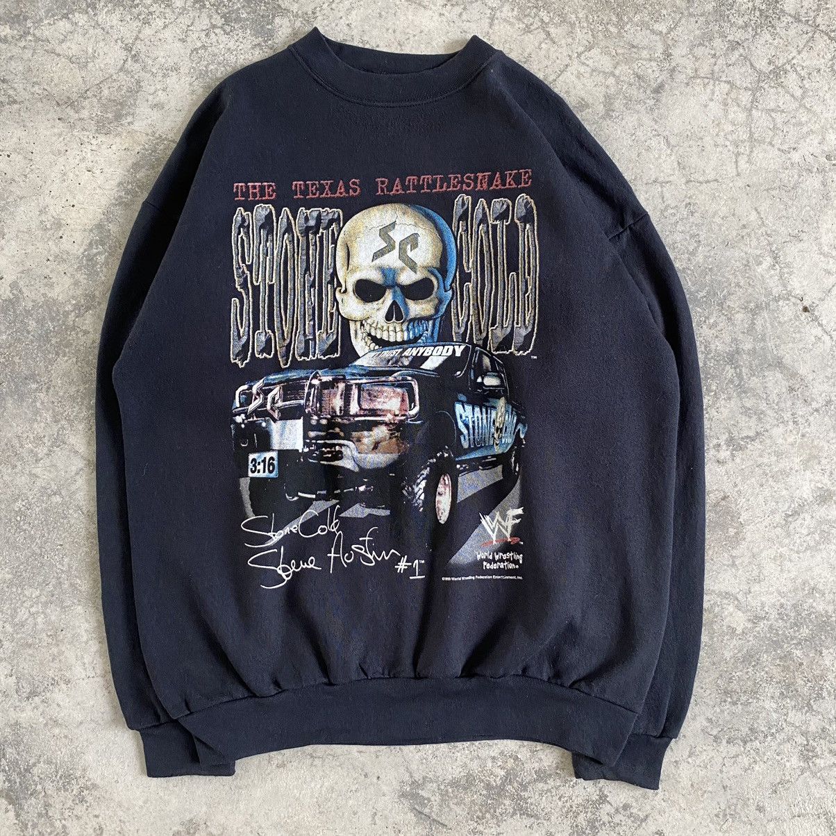 Other Vintage Stone Cold Steve Austin Wrestler WWF Sweatshirt Size US L / EU 52-54 / 3 - 2 Thumbnail