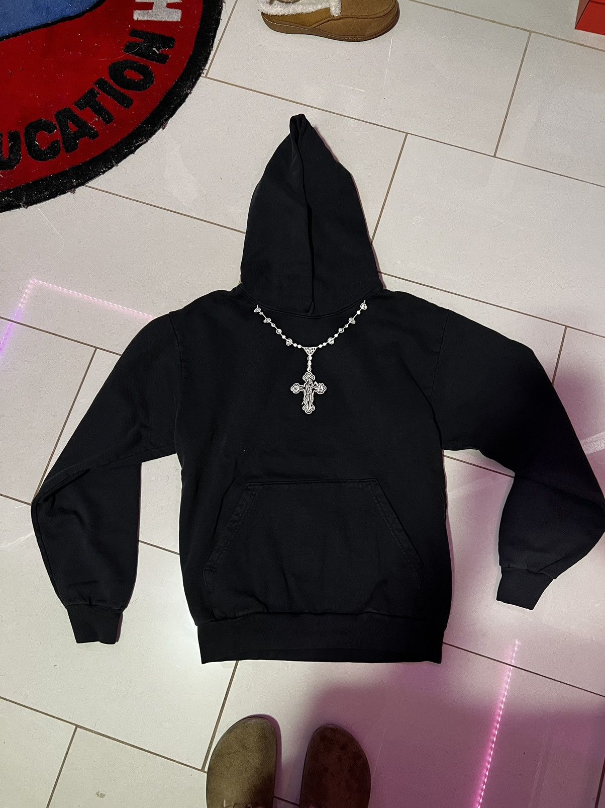 image of Warren Lotas Rosary Black Stone Washed Hoodie, Men's (Size Medium)