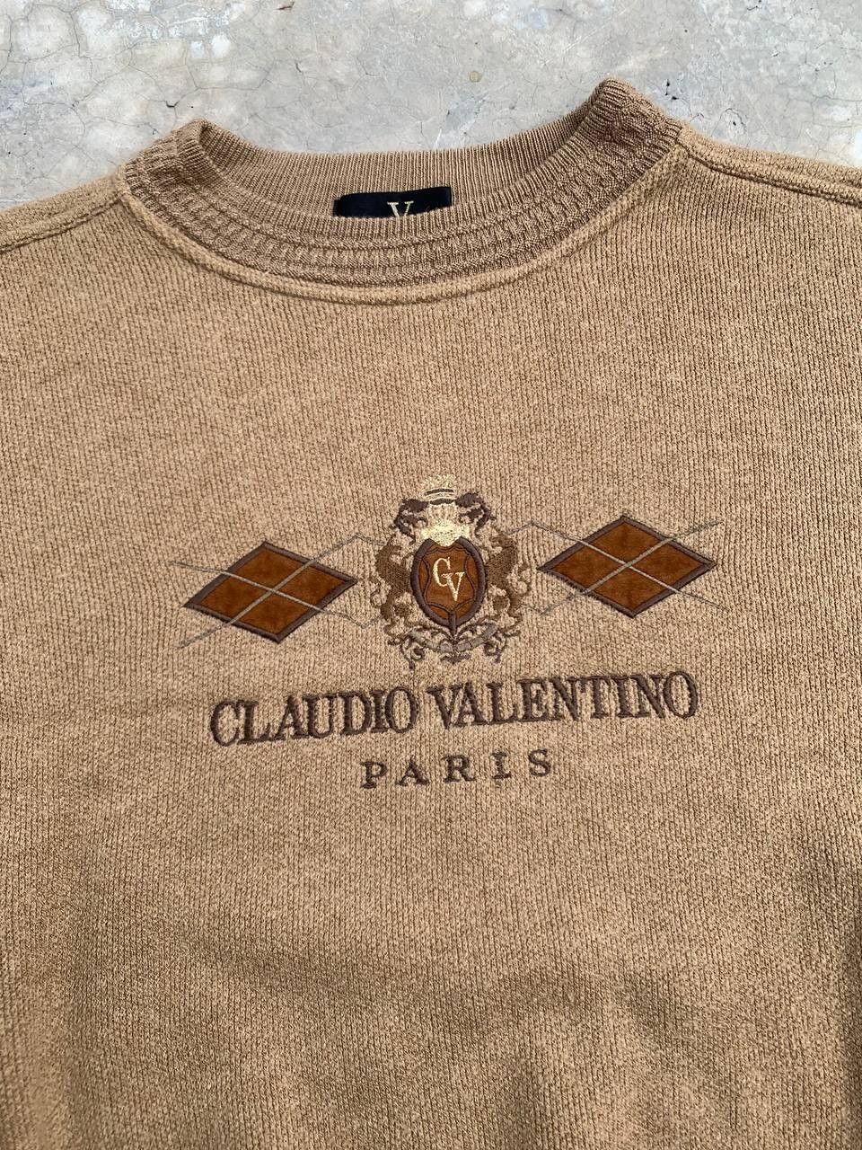Valentino × Vintage Vintage Boxy Claudio Valentino Wool Blend Knit Sweater Size US S / EU 44-46 / 1 - 3 Thumbnail