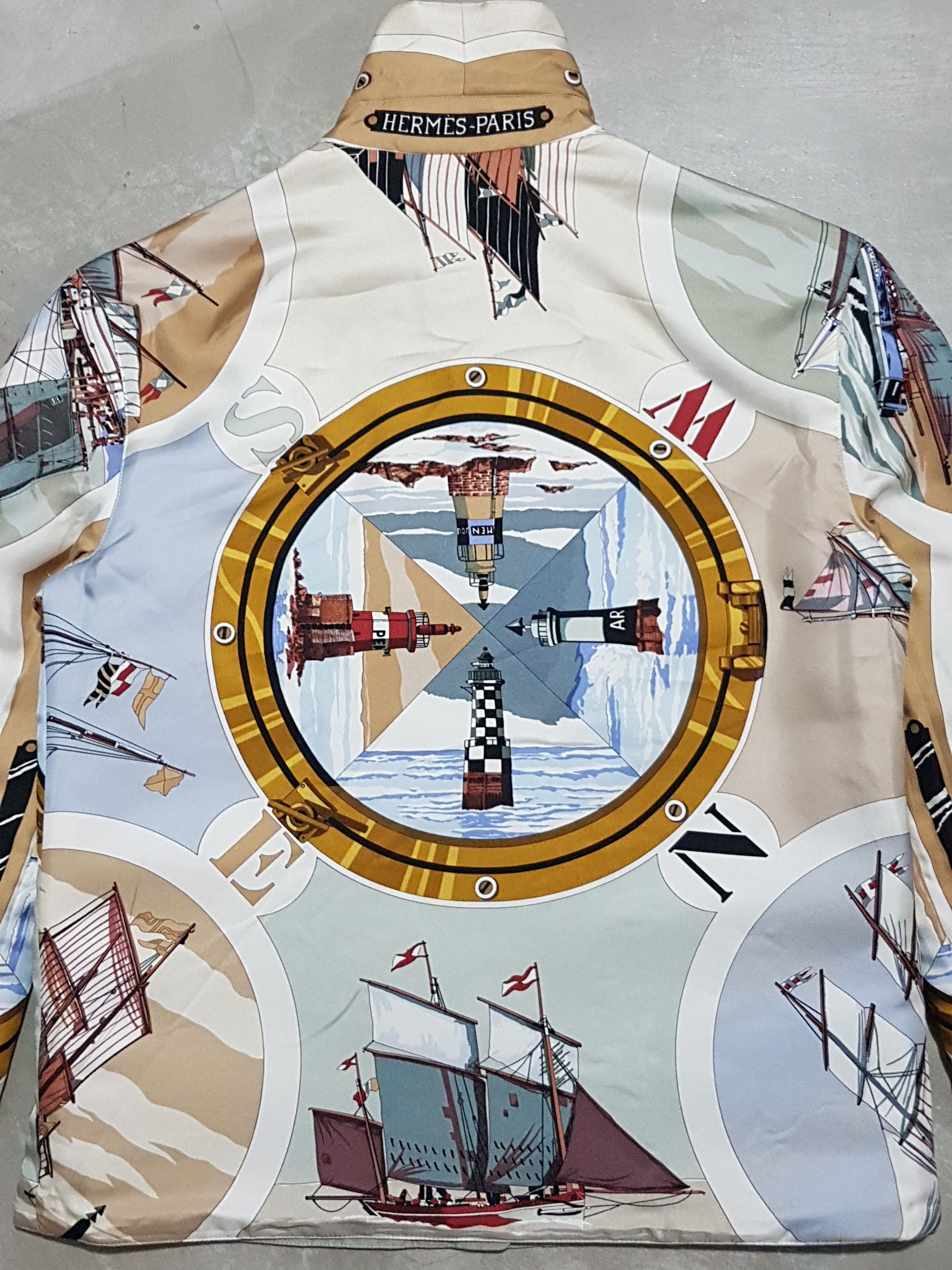 Hermes Hermes Sailboat & Lighthouse Silk & Cotton Reversible Jacket Size US XS / EU 42 / 0 - 12 Thumbnail