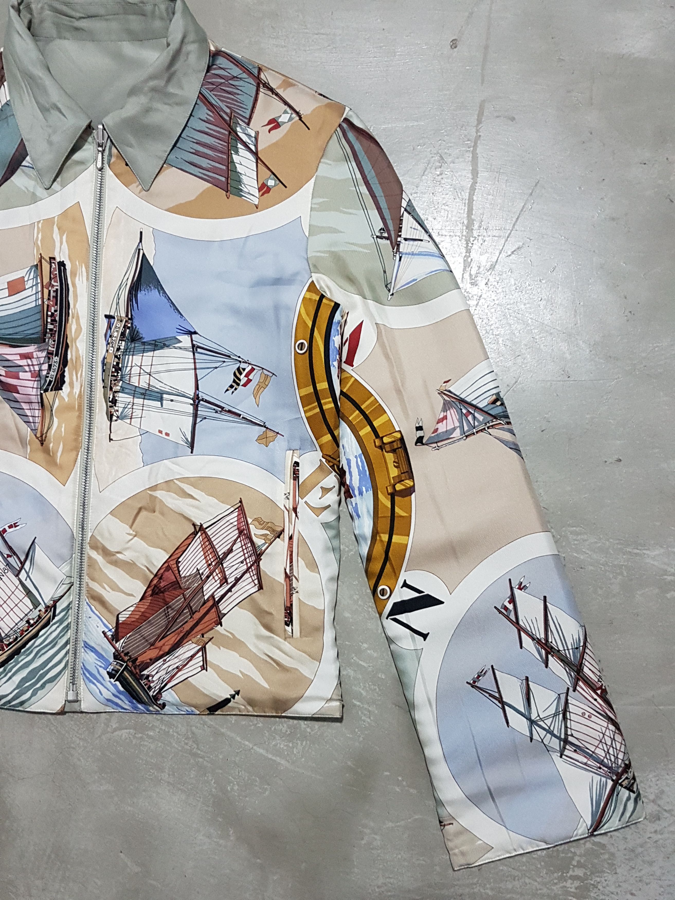Hermes Hermes Sailboat & Lighthouse Silk & Cotton Reversible Jacket Size US XS / EU 42 / 0 - 10 Thumbnail