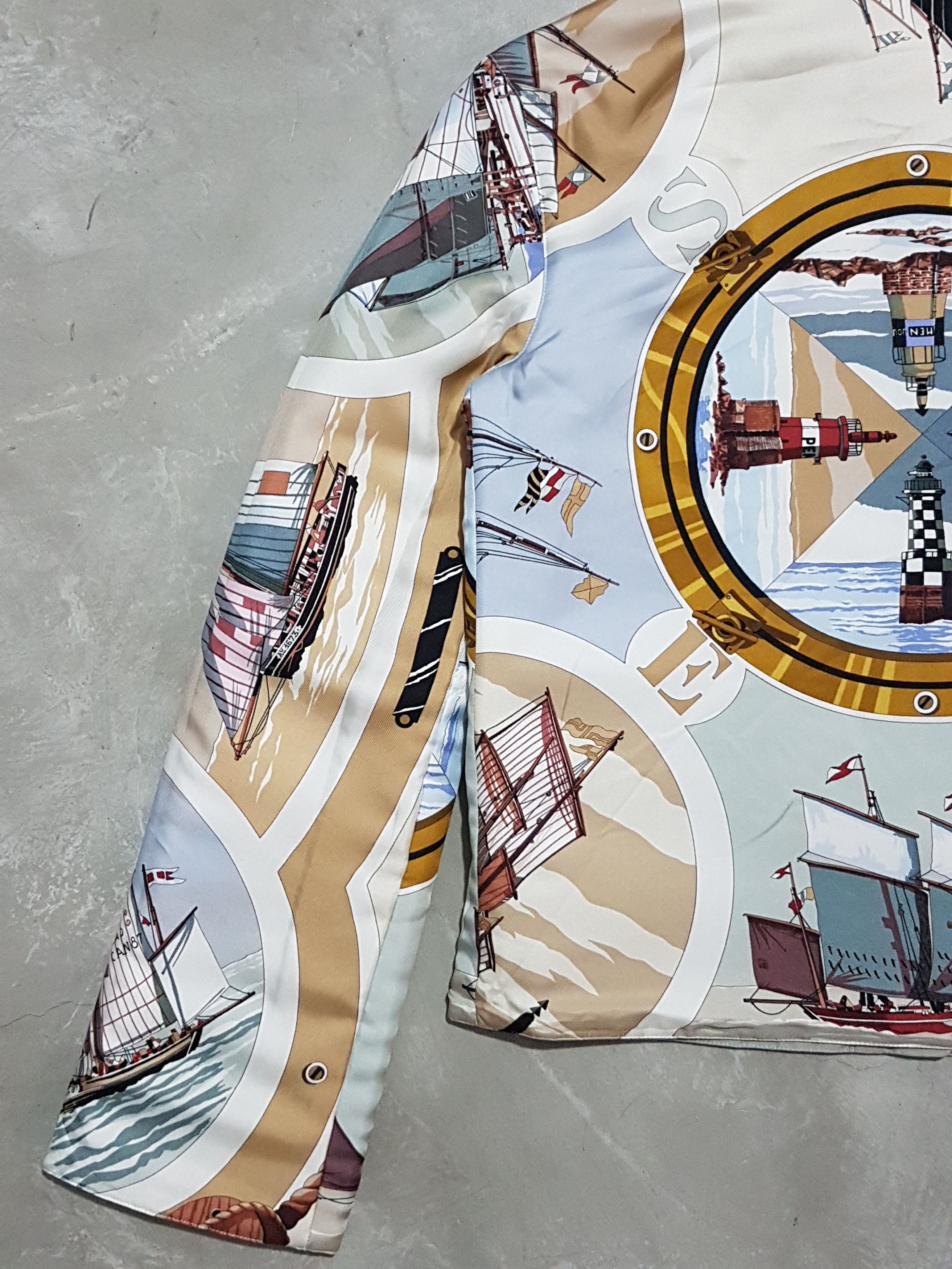 Hermes Hermes Sailboat & Lighthouse Silk & Cotton Reversible Jacket Size US XS / EU 42 / 0 - 13 Thumbnail