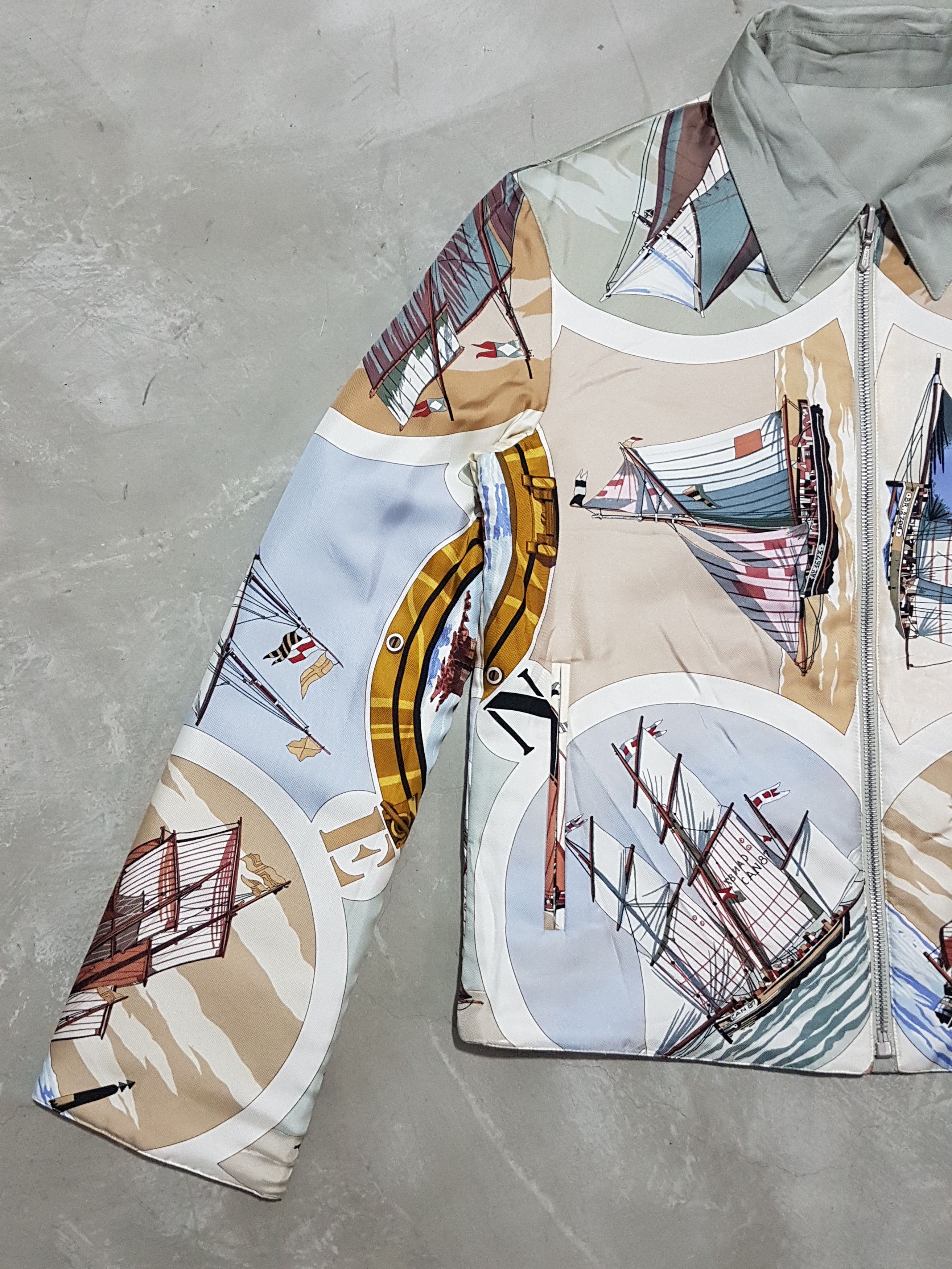 Hermes Hermes Sailboat & Lighthouse Silk & Cotton Reversible Jacket Size US XS / EU 42 / 0 - 9 Thumbnail