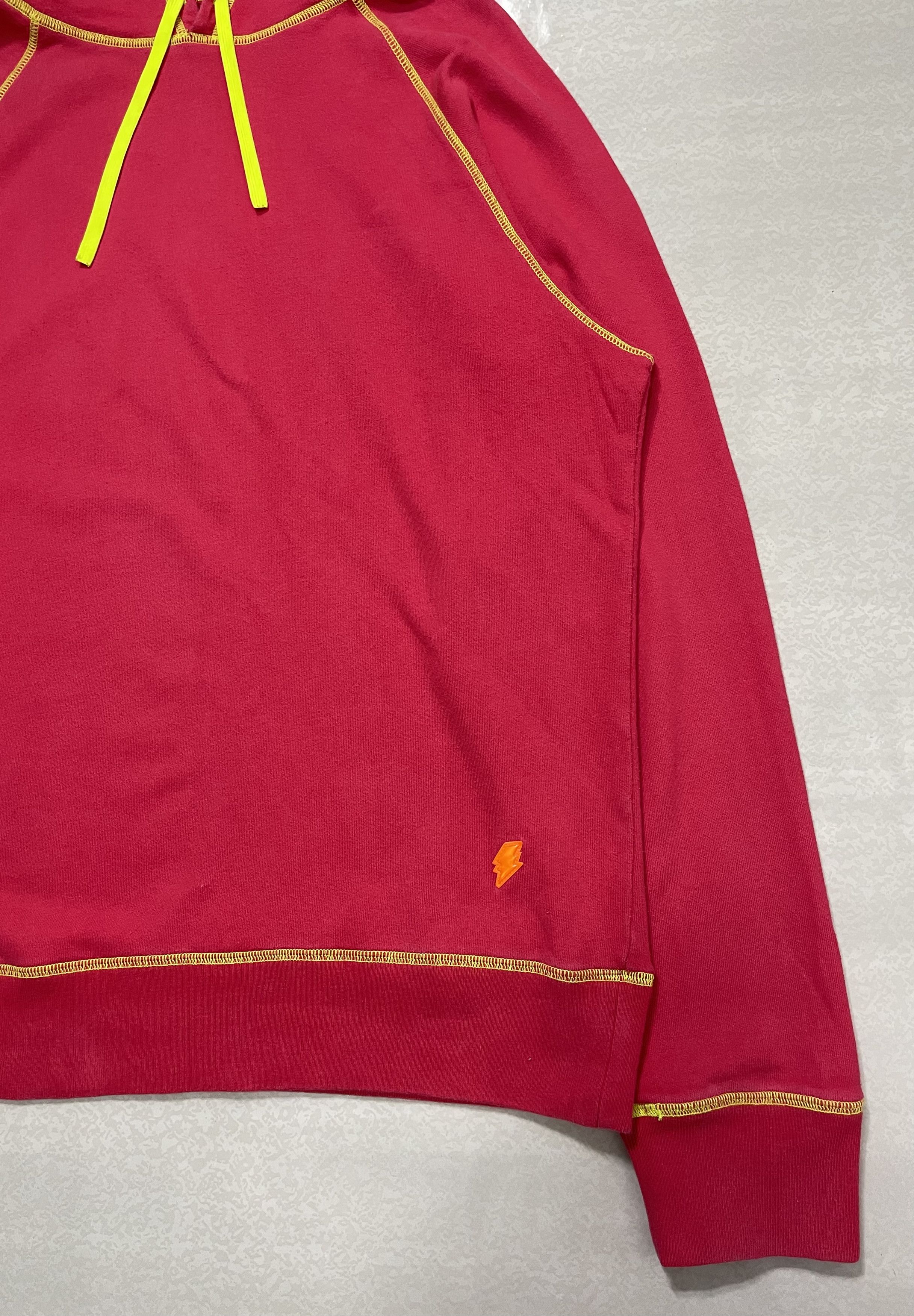 Walter Van Beirendonck W&LT Neon Red Lightning Bolt Logo Pullover Hoodie Size US M / EU 48-50 / 2 - 5 Thumbnail