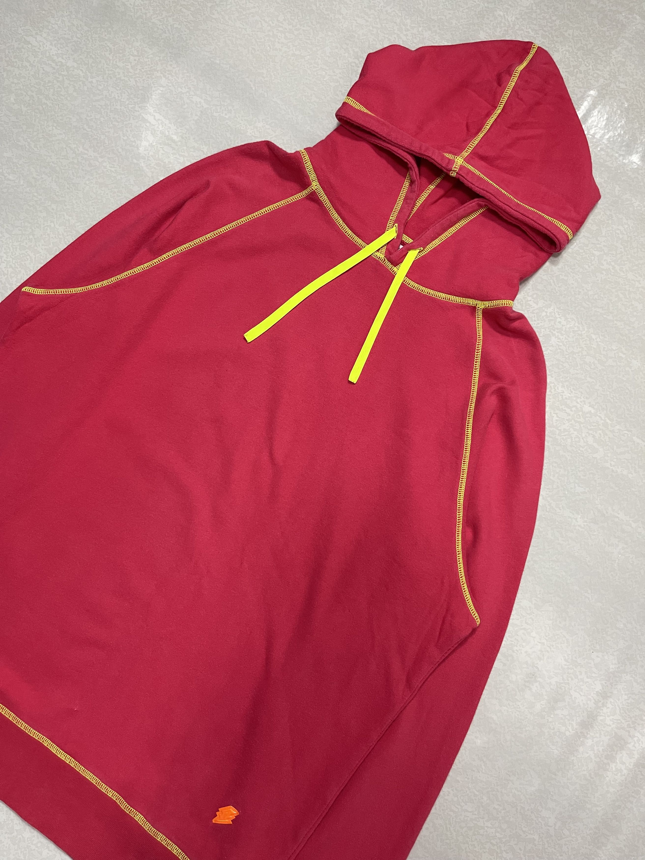 Walter Van Beirendonck W&LT Neon Red Lightning Bolt Logo Pullover Hoodie Size US M / EU 48-50 / 2 - 3 Thumbnail