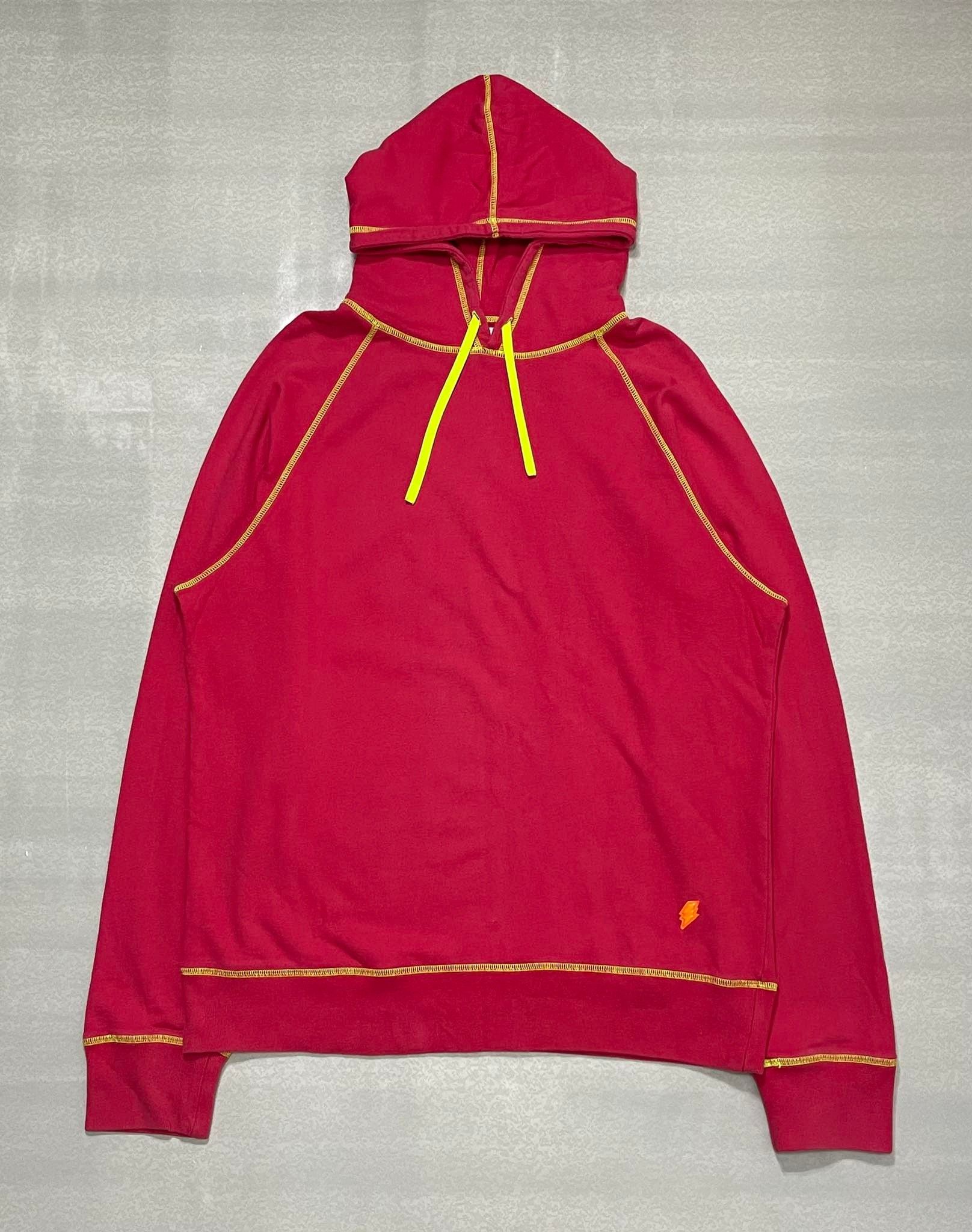 Walter Van Beirendonck W&LT Neon Red Lightning Bolt Logo Pullover Hoodie Size US M / EU 48-50 / 2 - 1 Thumbnail