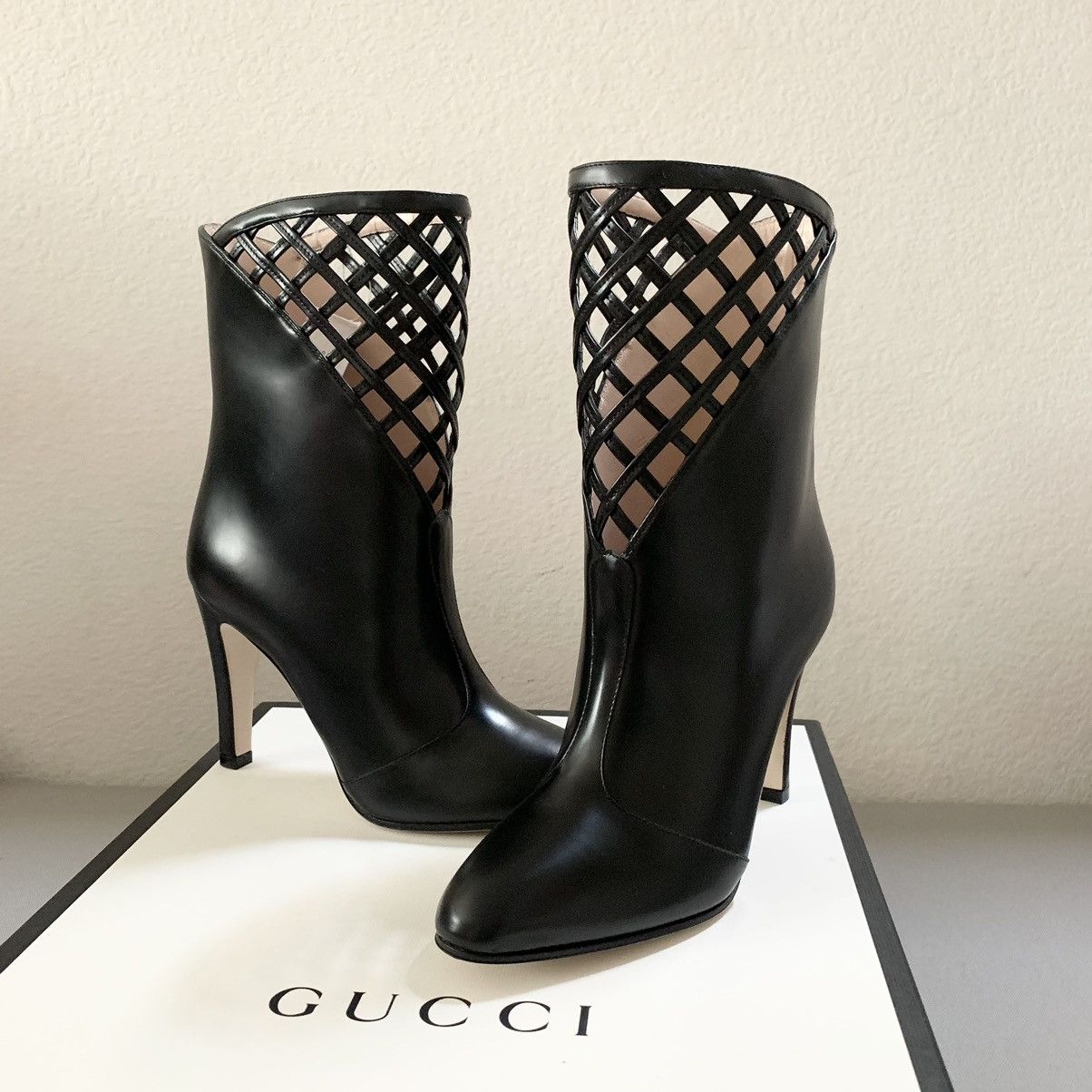 Gucci leather cutout boots