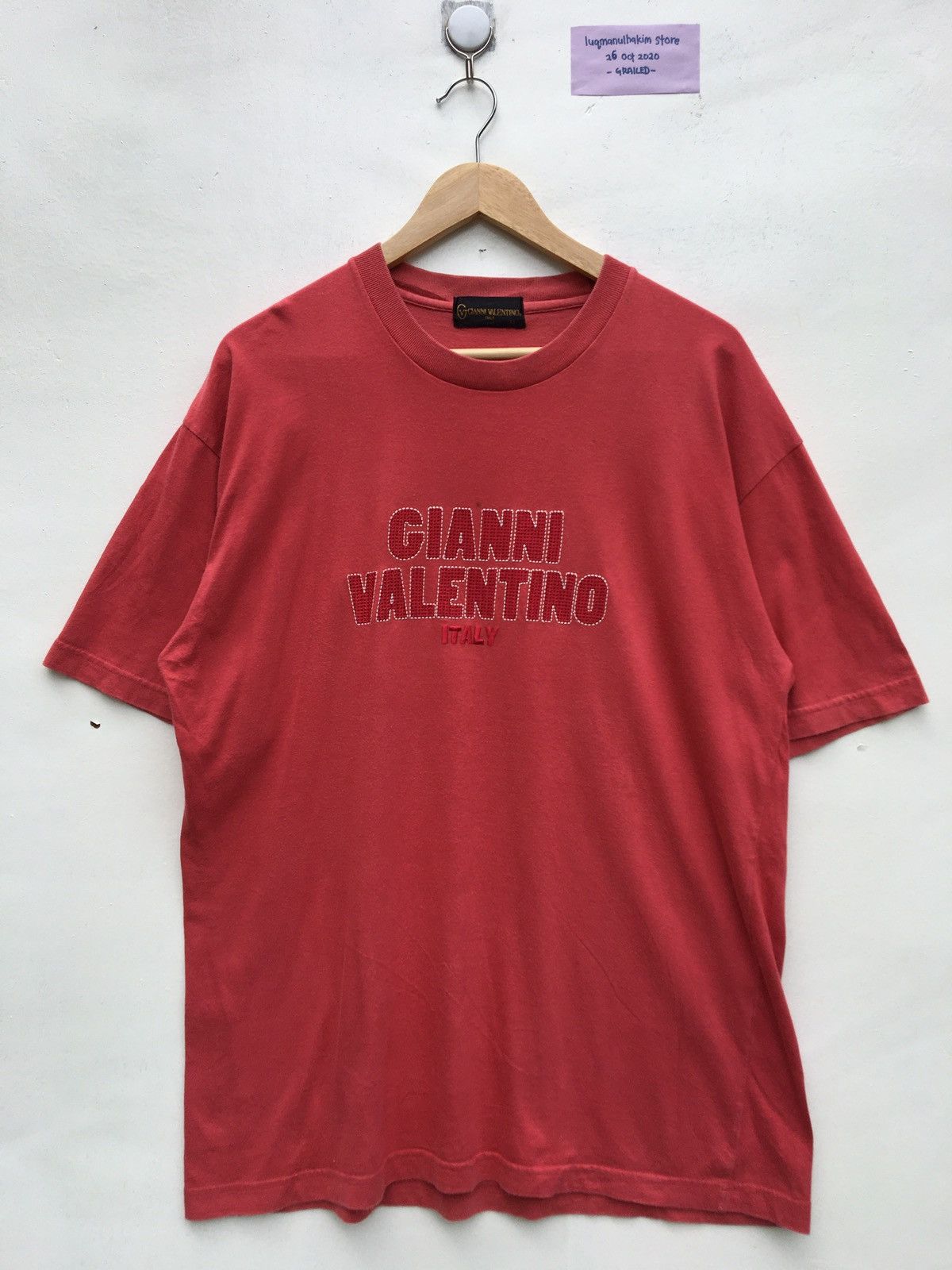 Gianni Valentino Vintage Gianni Valentino Big Logo Spellout Tshirt Size US XL / EU 56 / 4 - 2 Thumbnail