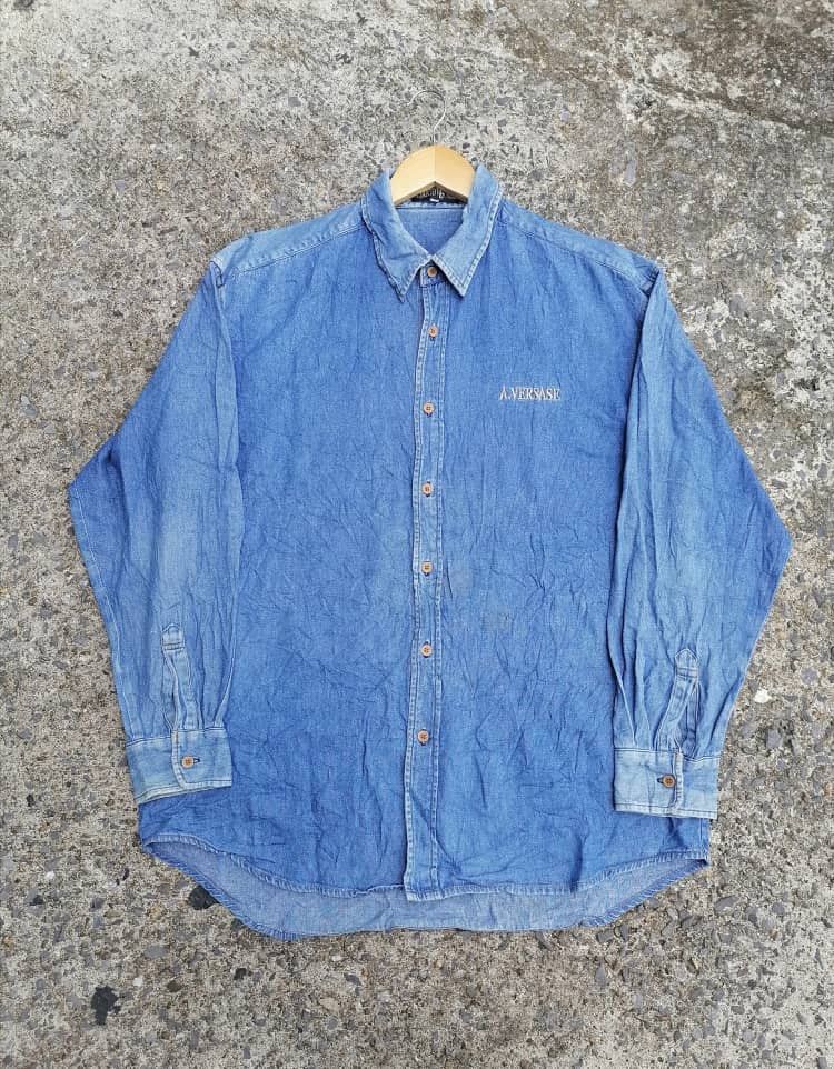 Designer Alberto Versase Embroidered Longsleeve Denim Buttons Shirt Size US M / EU 48-50 / 2 - 3 Thumbnail