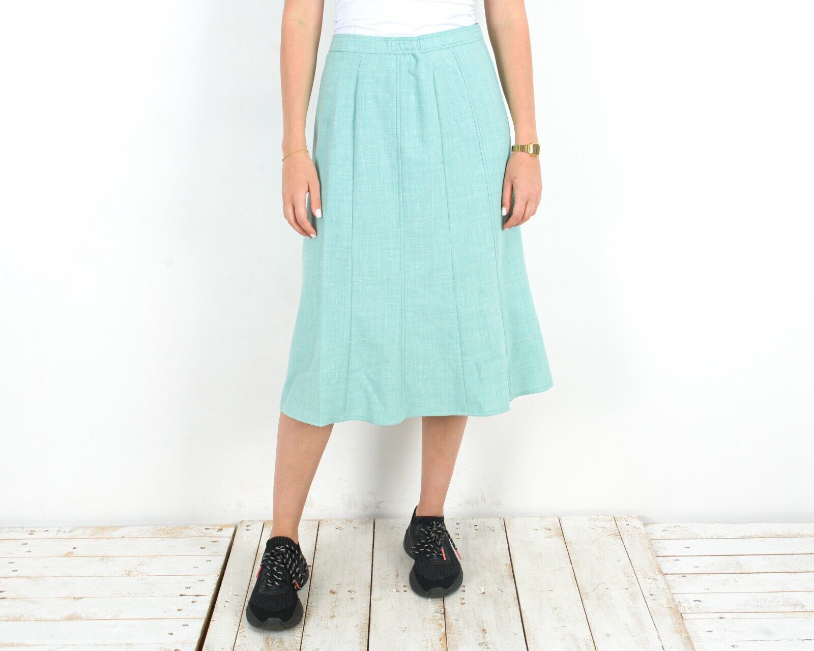 Other × Vintage Linen Skirt Bright Romantic Midi 90's Below Knee Summer Size 29" - 1 Thumbnail