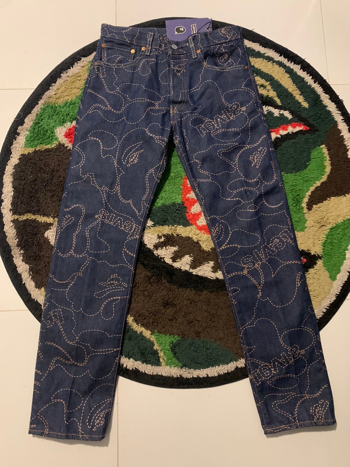 Bape Bathing Ape Levi's 501 '93 straight fit denim jeans | Grailed